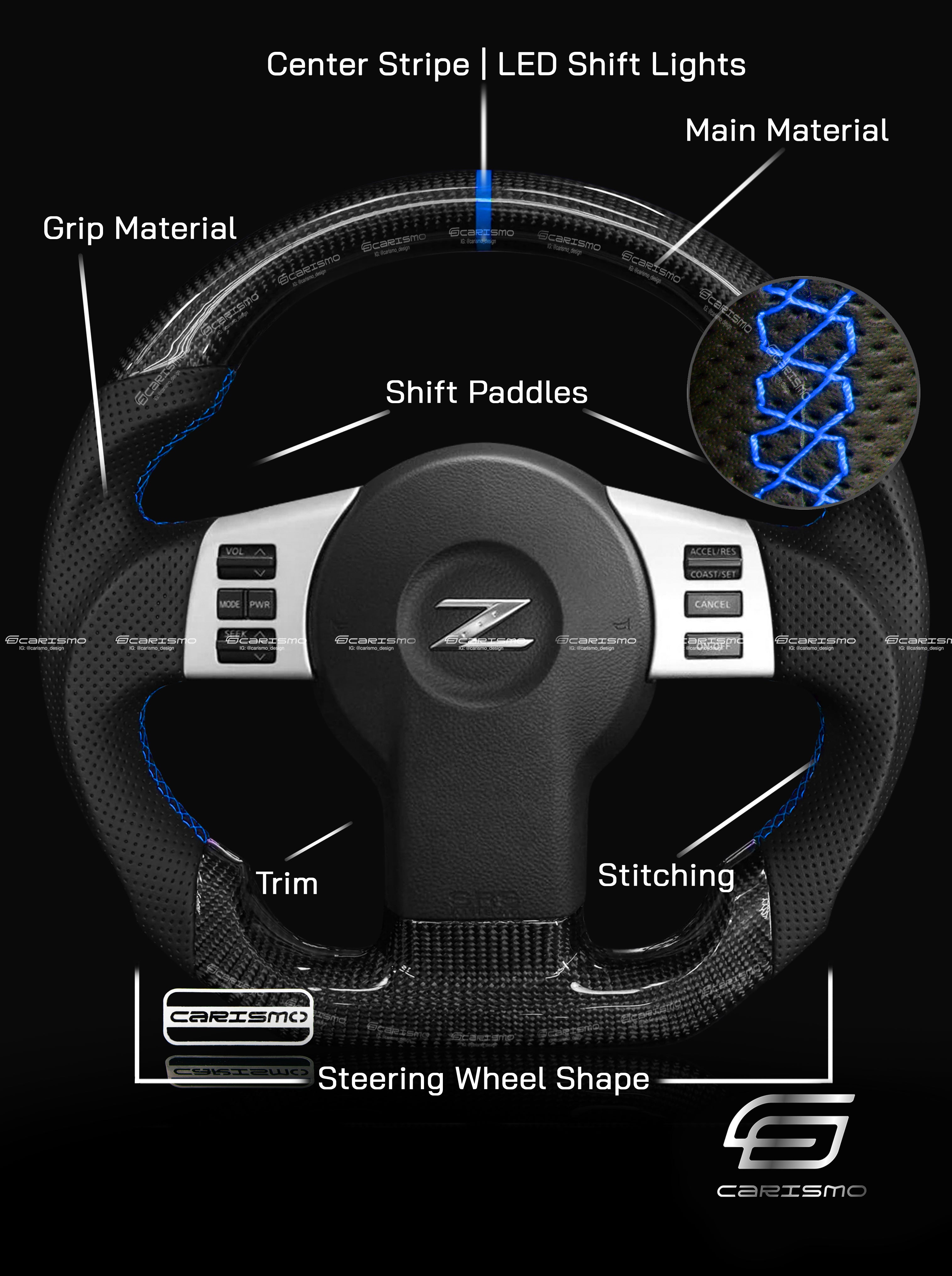 Custom Steering Wheel for Nissan 350Z Steering Wheel – Carismo