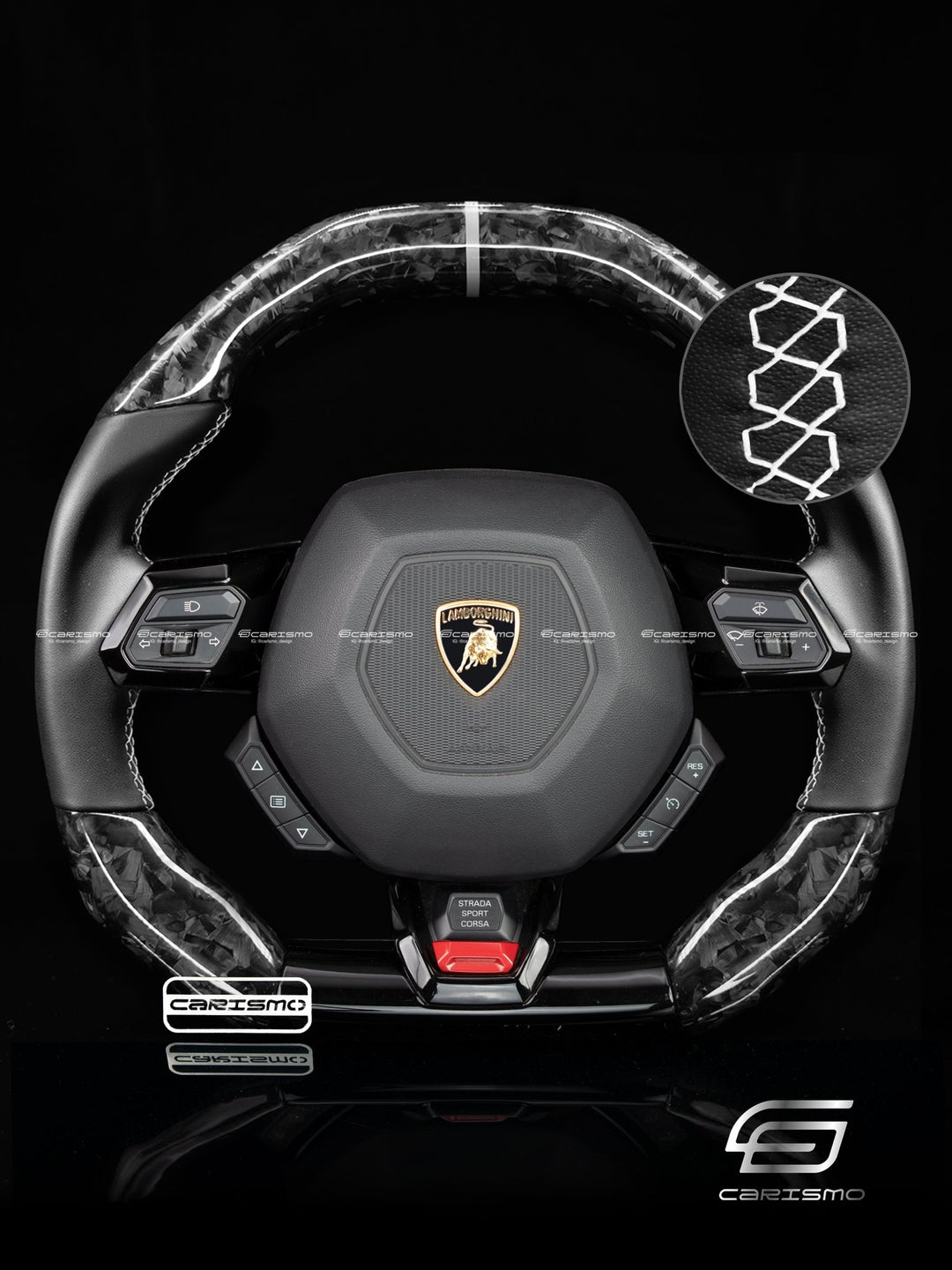 Carismo Steering Wheel For Lamborghini Huracan - Signature - Gloss Forged Carbon - Smooth Leather - Carismo