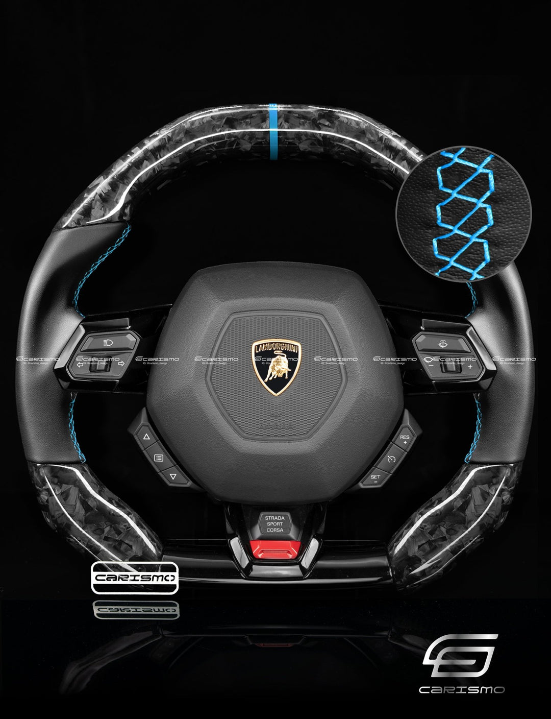 Carismo Steering Wheel For Lamborghini Huracan - Signature - Gloss Forged Carbon - Smooth Leather - Carismo