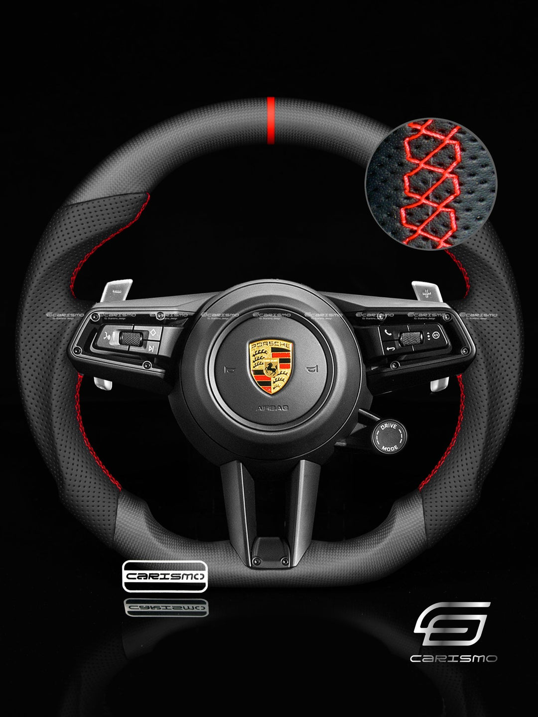 Carismo Steering Wheel For Porsche 911 (992) - Sport - Matte Plain Carbon - Perforated Leather - Carismo