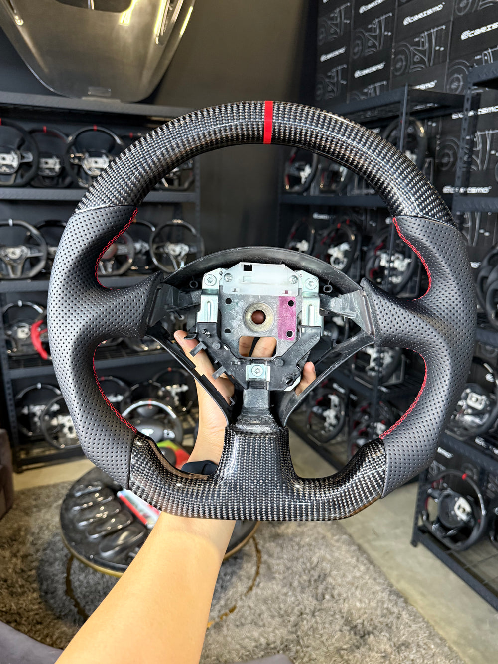 Carismo Steering Wheel For Honda S2000 (AP1/AP2) - Sport - Gloss Carbon - Perforated Leather
