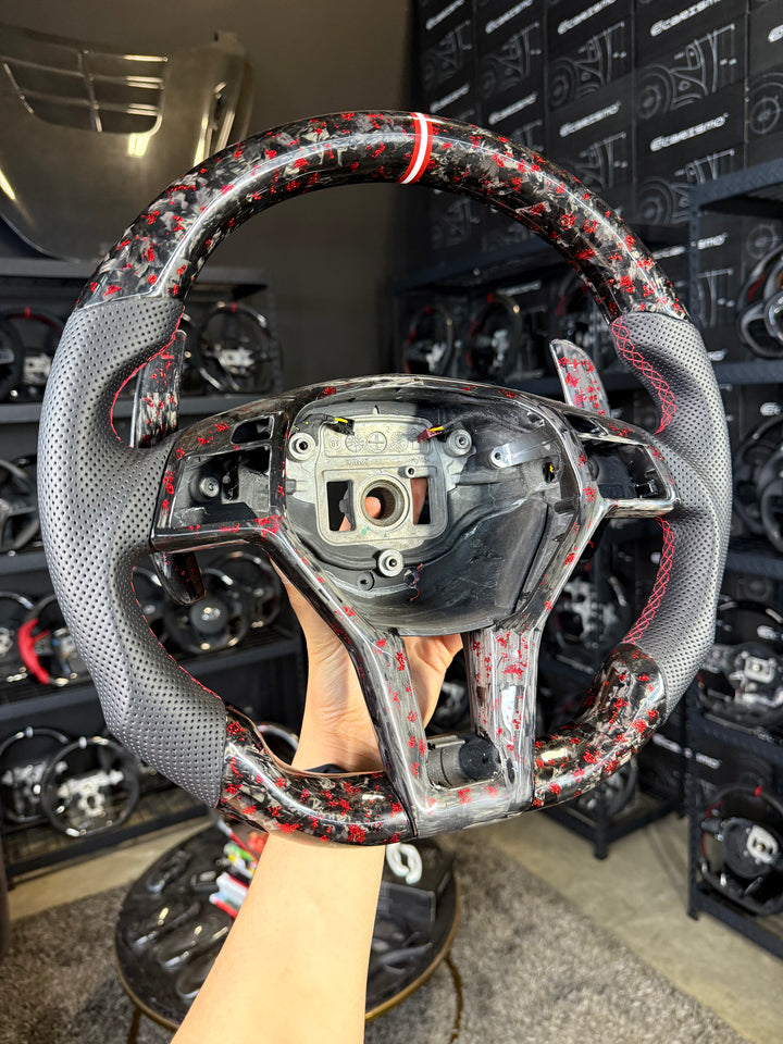 [Media/Test] Mercedes/AMG (2012 AMG Performance Wheel) - Sport - Gloss Forged Carbon with Red Flakes - Perforated Leather - Red Stitching - Red/White/Red Stripe (with Matching Trim and Paddles)