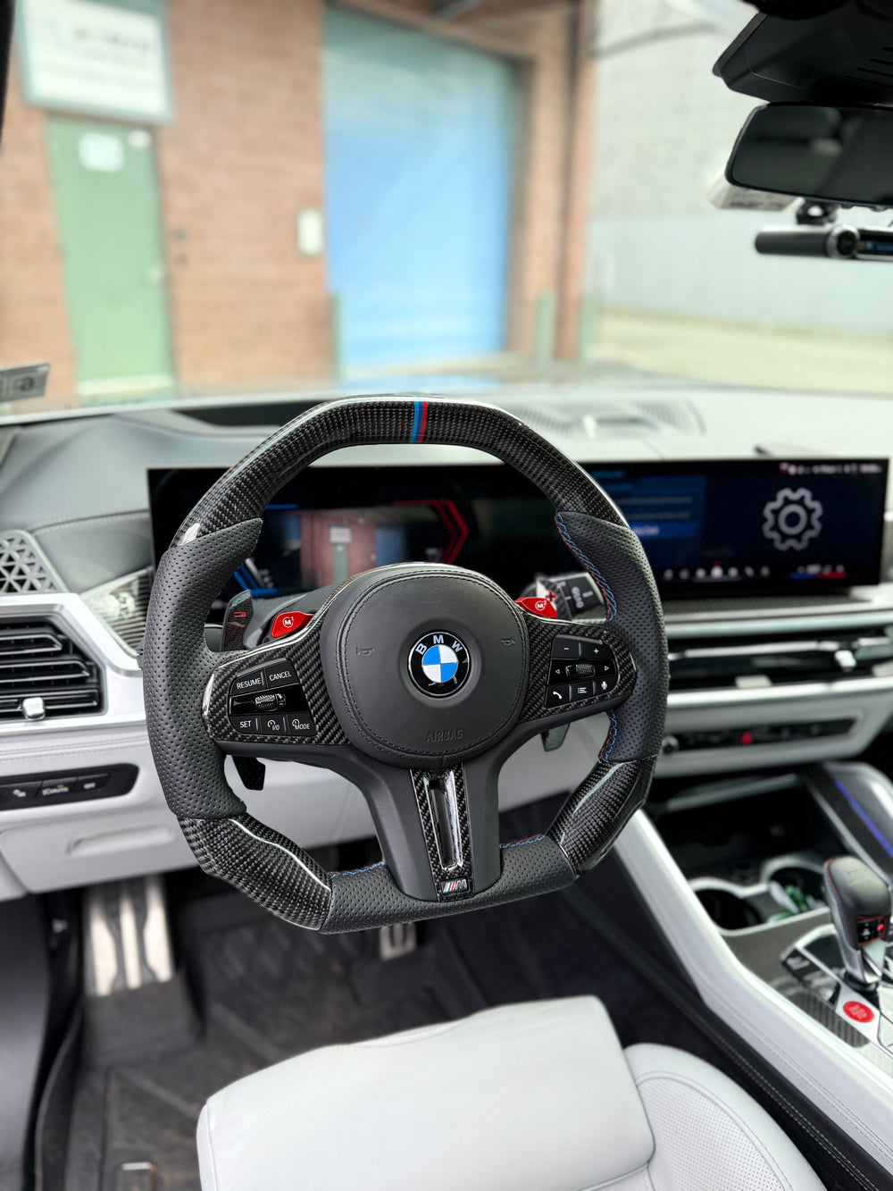 Carismo Steering Wheel For BMW G-Series (M Performance Wheel) - Signature - Gloss Carbon - Perforated Leather - BMW M Colors