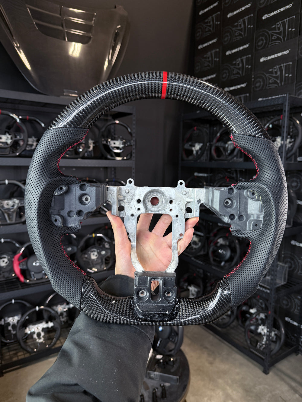 Carismo Steering Wheel For Mitsubishi Lancer Evolution X - Sport - Gloss Carbon - Perforated Leather