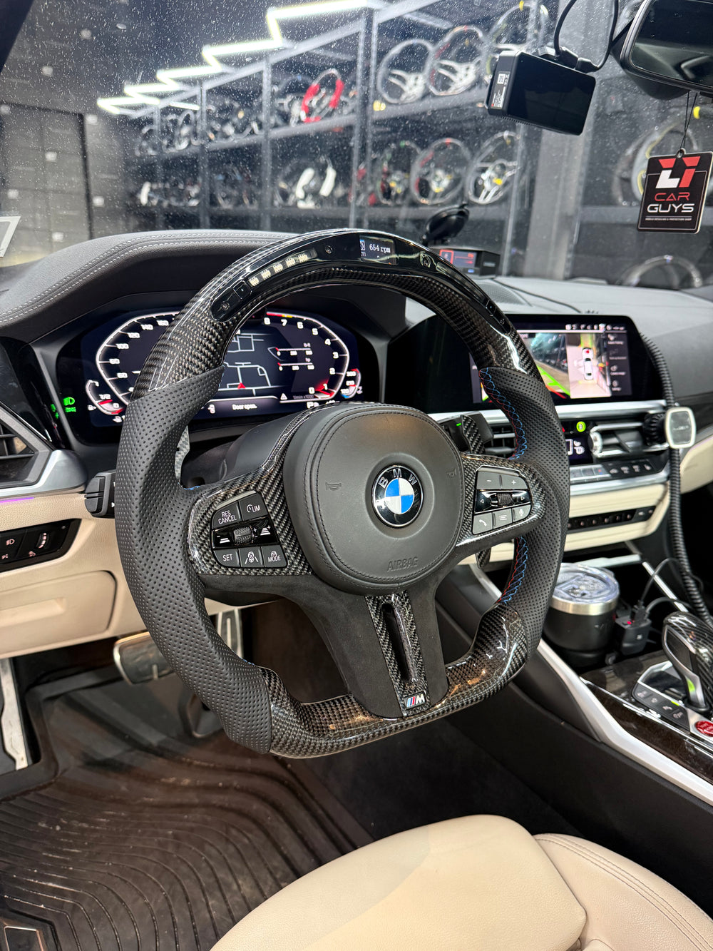 Carismo Steering Wheel For BMW G-Series (M Performance Wheel) - Classic RPM LED - Gloss Carbon - Perforated Leather - BMW M Colors