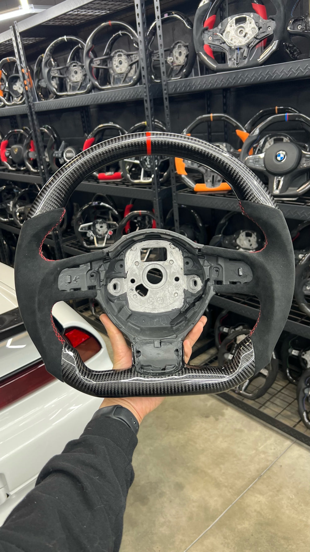 Carismo Steering Wheel For Audi R8 (Gen 1) - Sport - Gloss Carbon - Alcantara - Red