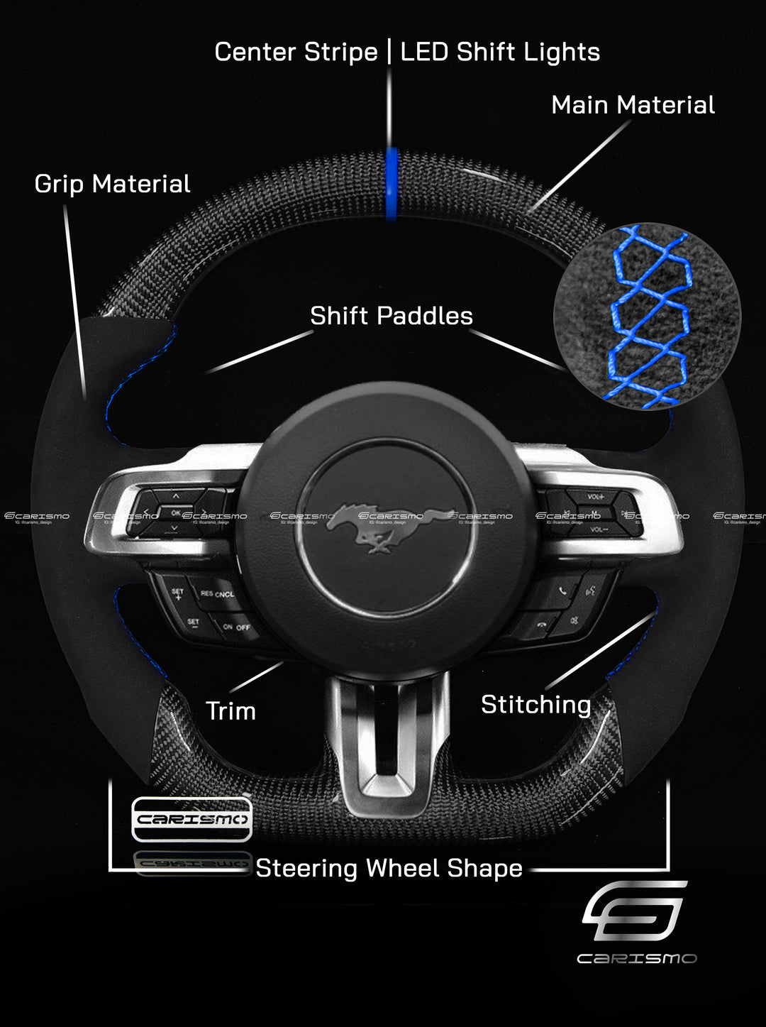 [Build Your Own] Custom Steering Wheel for Ford Mustang (S550 2018 Refresh)