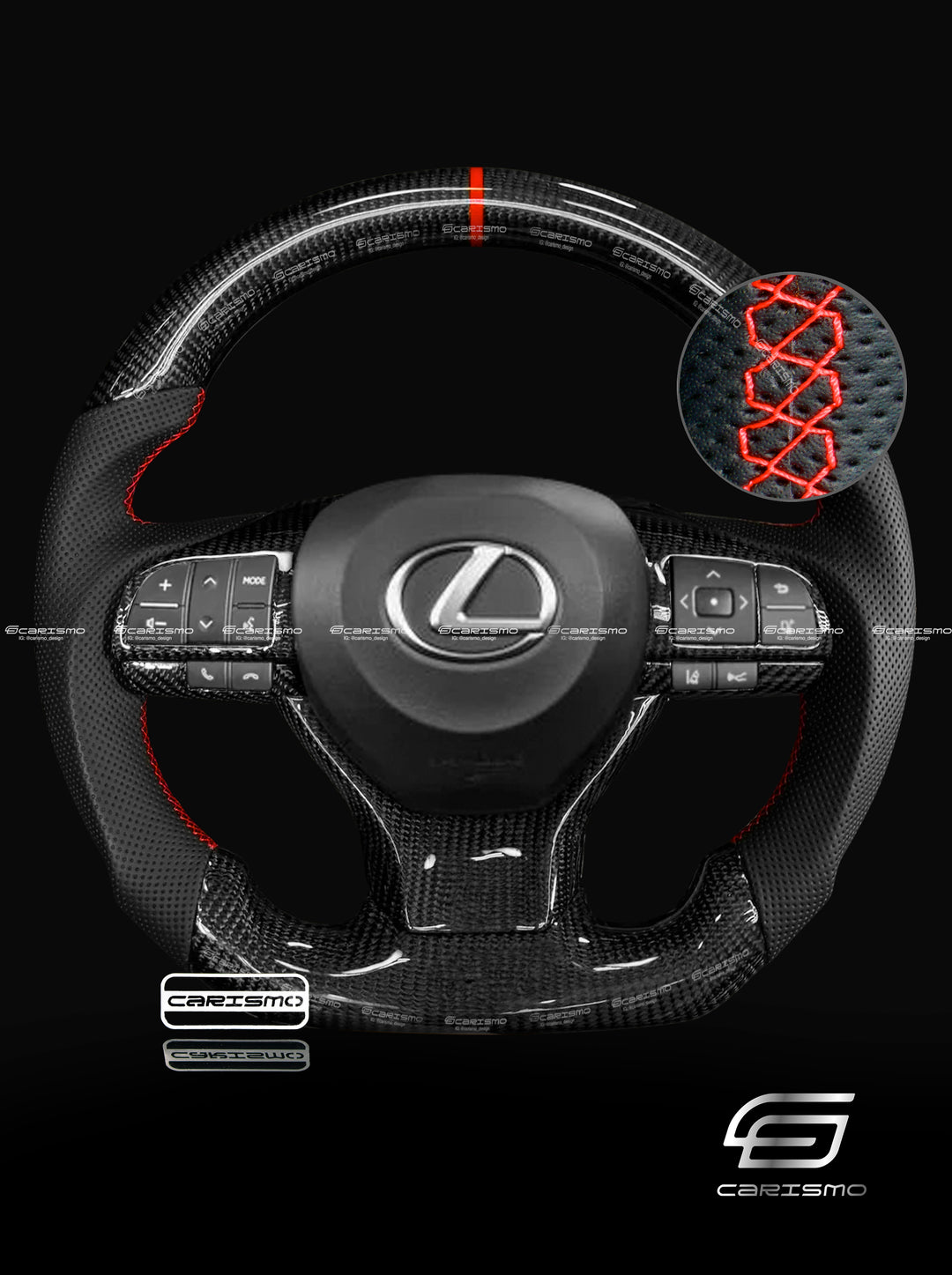 Carismo Steering Wheel For Lexus ES (Gen 6 Facelift) - Sport - Gloss Carbon - Perforated Leather