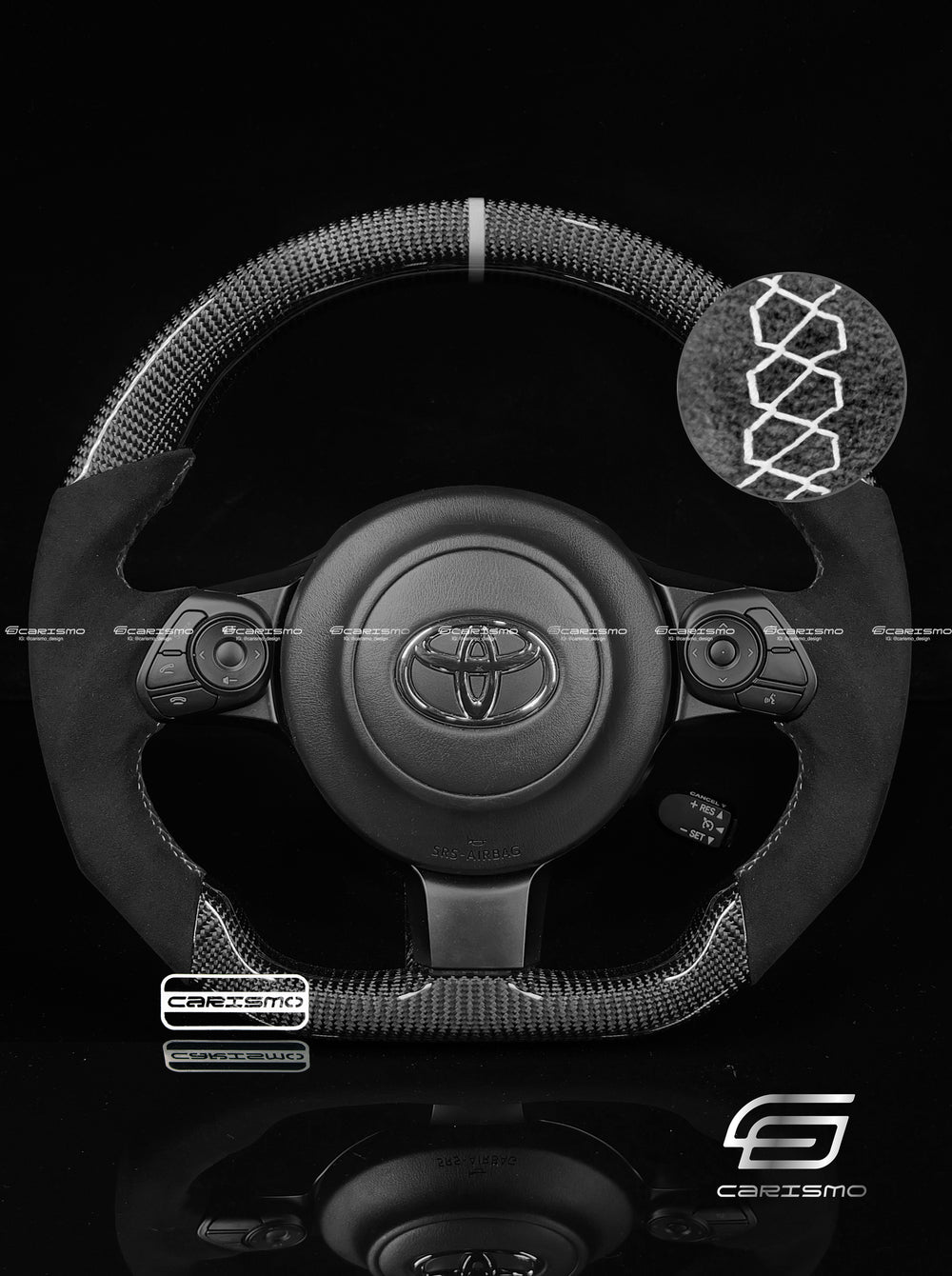 Carismo Steering Wheel For Toyota GR86 (ZN8) - Sport - Gloss Carbon - Alcantara - White