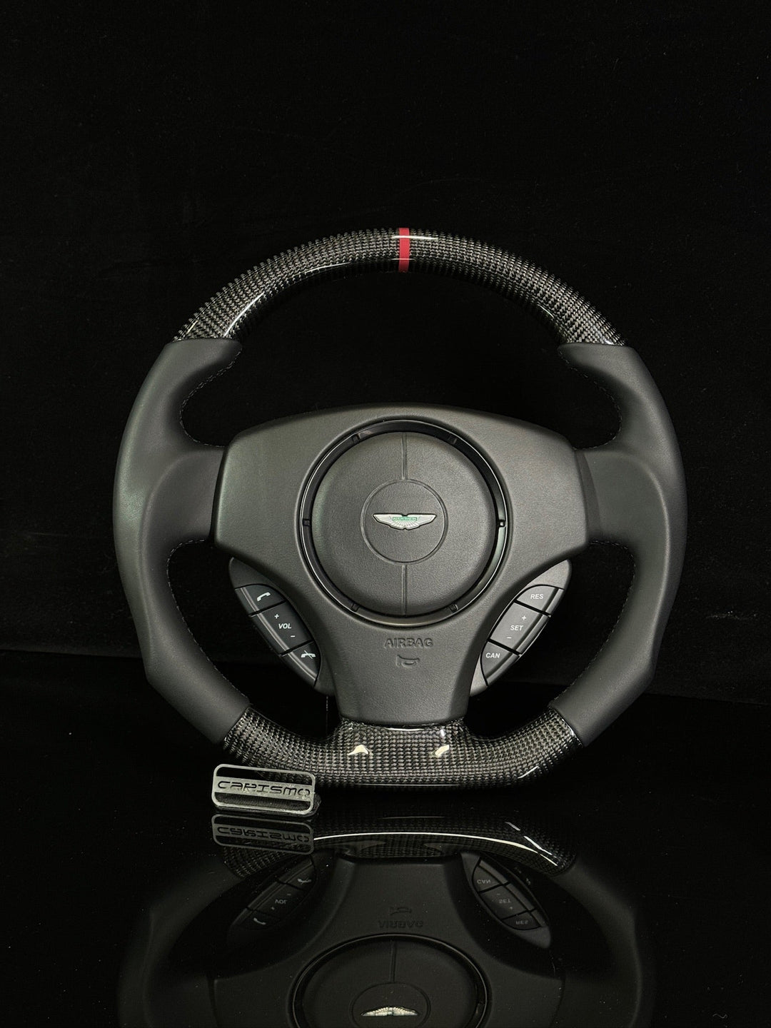 [Made to Order] Aston Martin Vantage (2005-2018) - Sport - Gloss Carbon - Smooth Leather - Black Stitching - Red Stripe