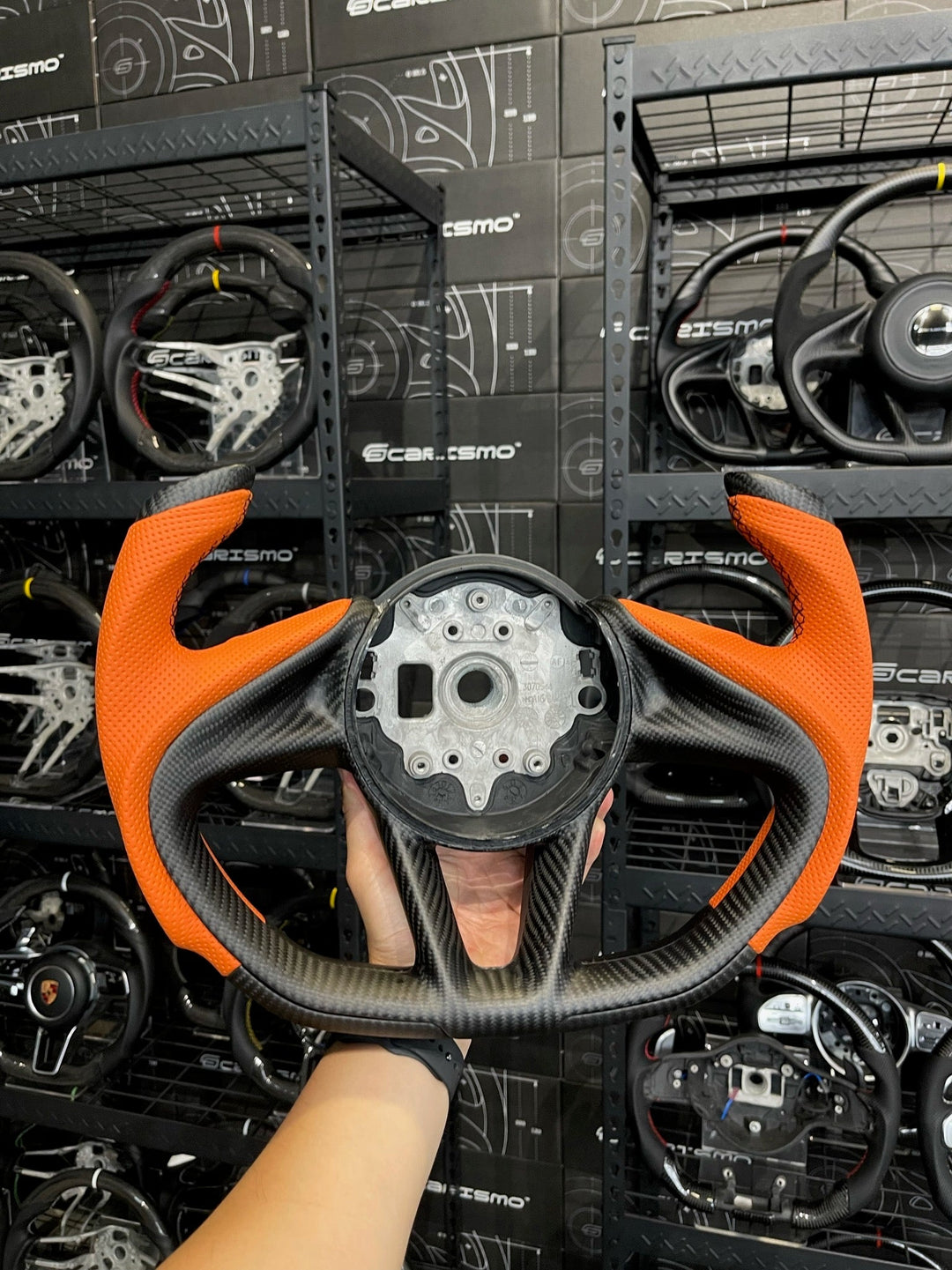 [Made to Order] McLaren Super Series - F1 Competition - Matte Carbon - Orange Perforated Leather - Black Stitching - No Stripe