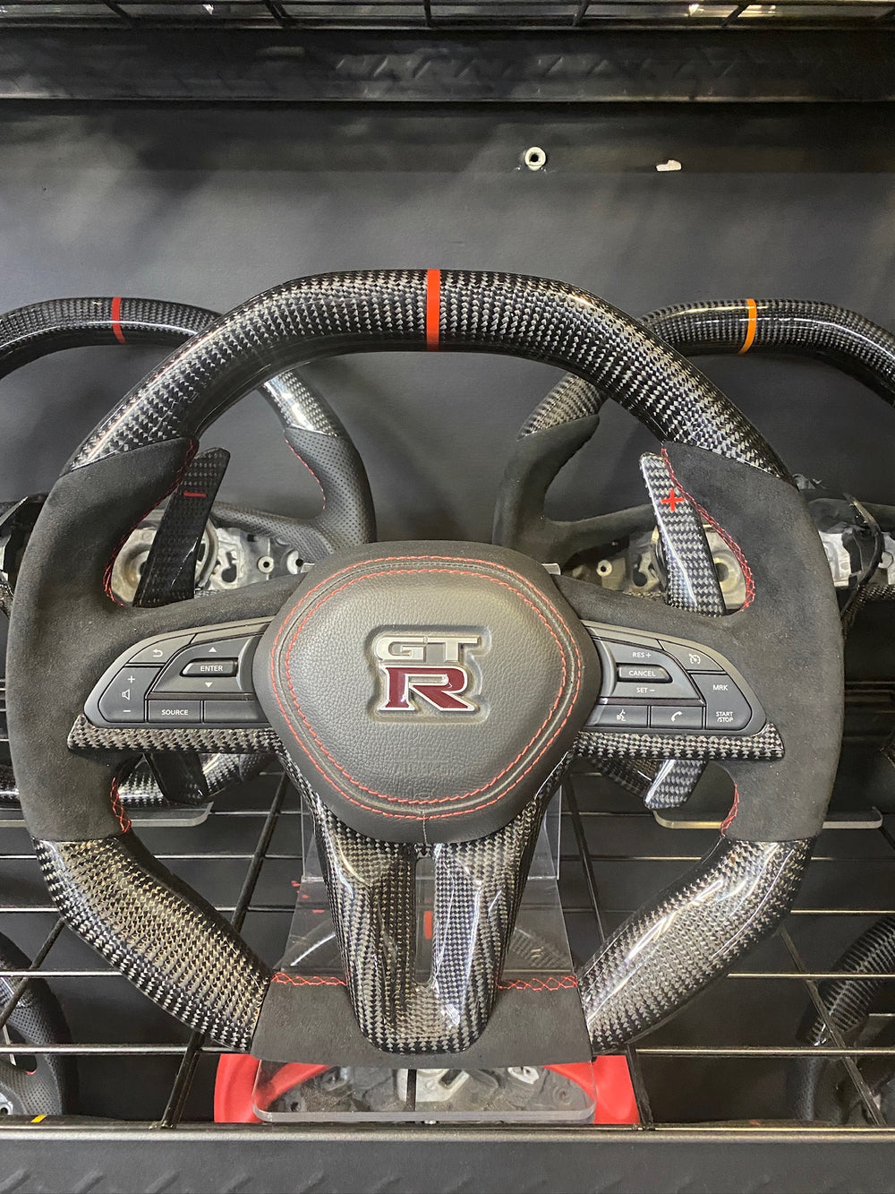 [Made to Order] Nissan GT-R (R35 EBA) - Sport - Gloss Carbon - Alcantara - Green Stitching - Green Stripe