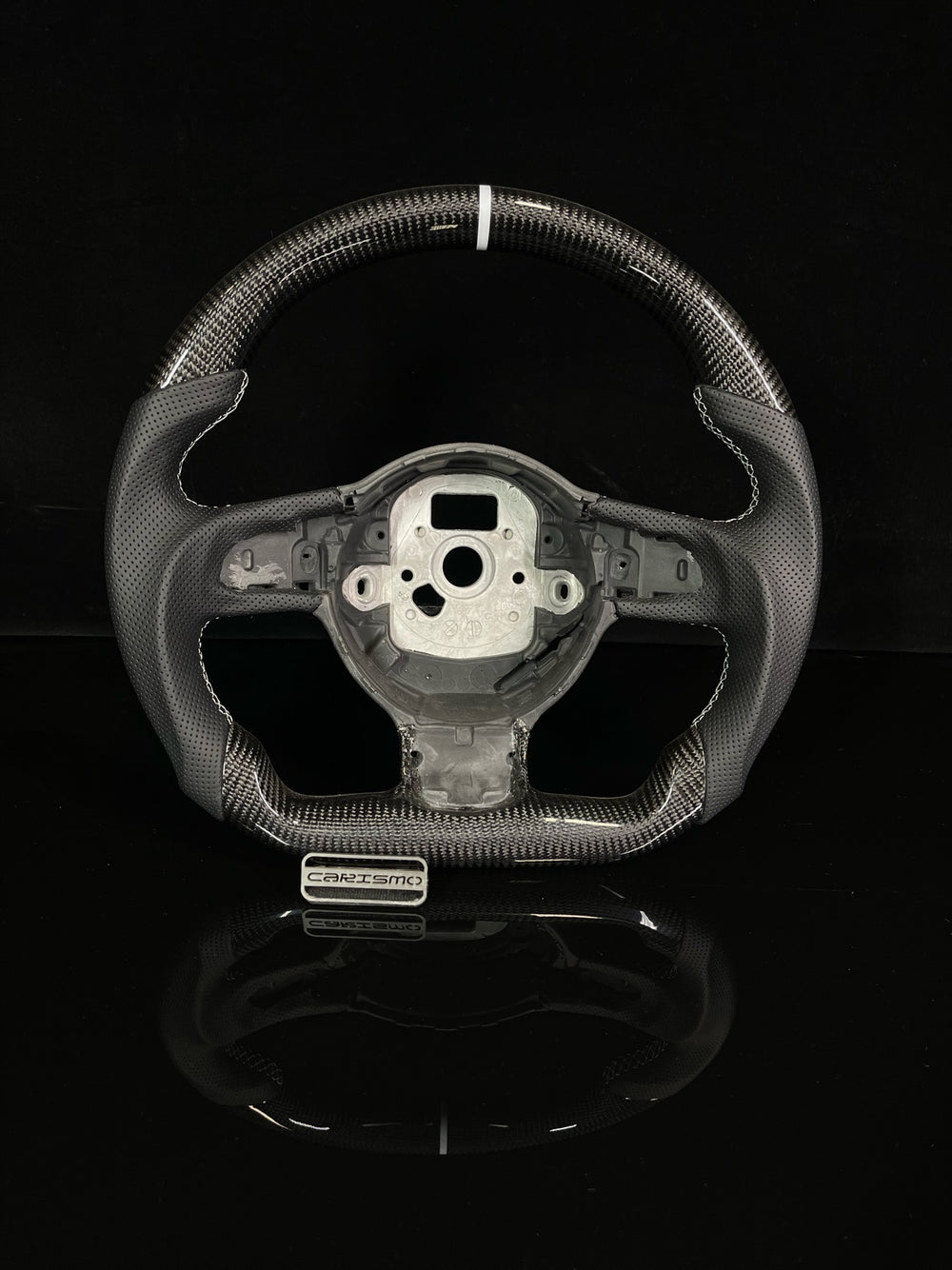 Carismo Steering Wheel For Audi R8 (Gen 1) - Sport - Gloss Carbon - Perforated Leather - White