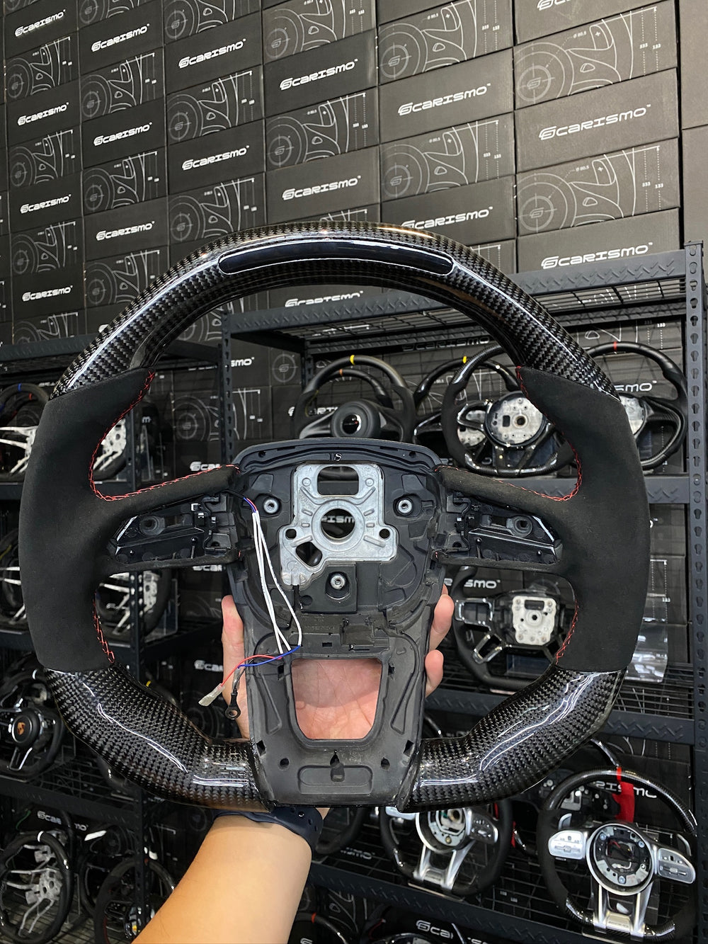 Carismo Steering Wheel For Lamborghini Urus - Sequential RPM LED - Gloss Carbon - Alcantara - Red