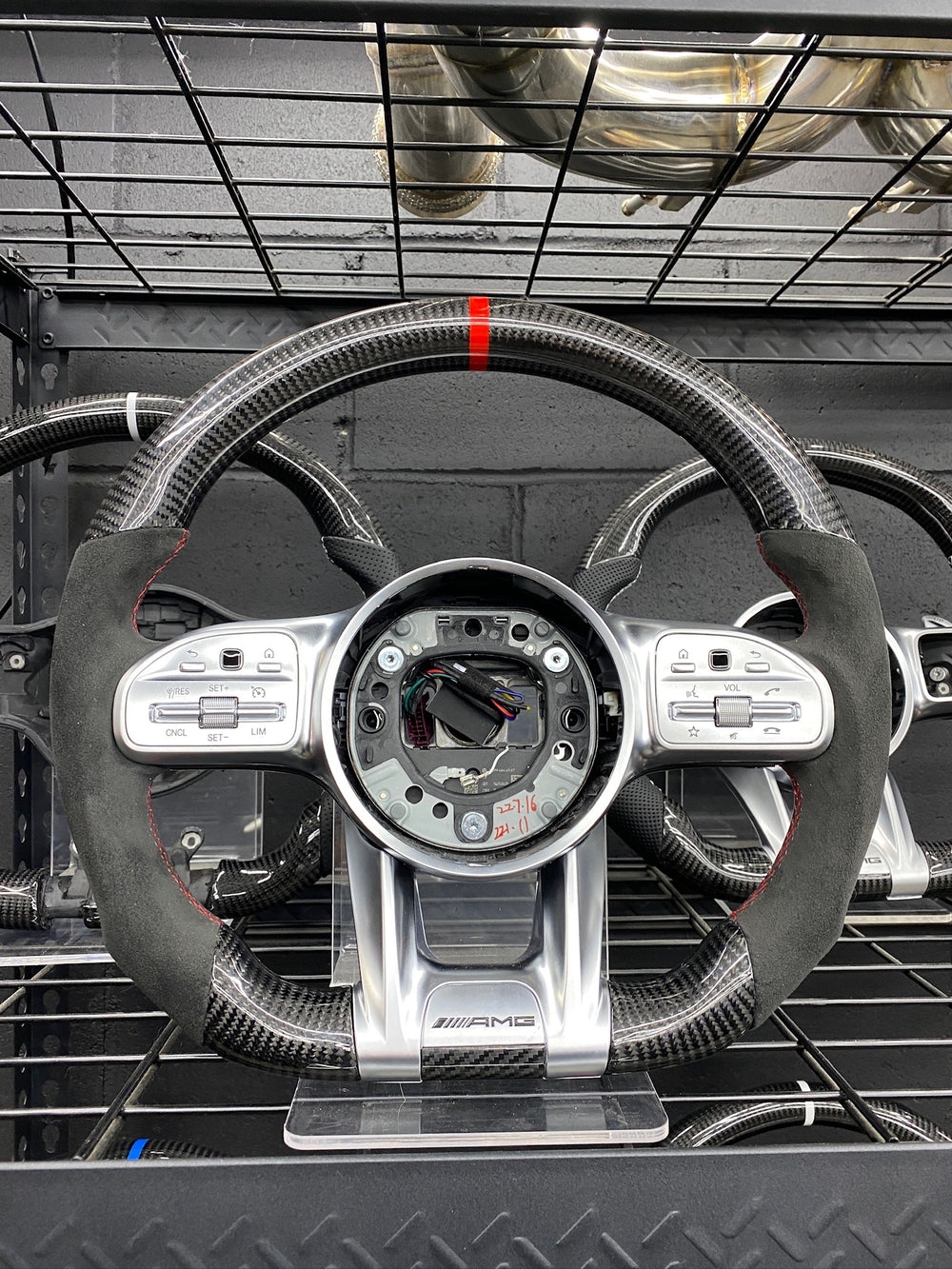 Carismo Steering Wheel For Mercedes/AMG (2020 AMG Performance Wheel) - Sport - Gloss Carbon - Alcantara - Red
