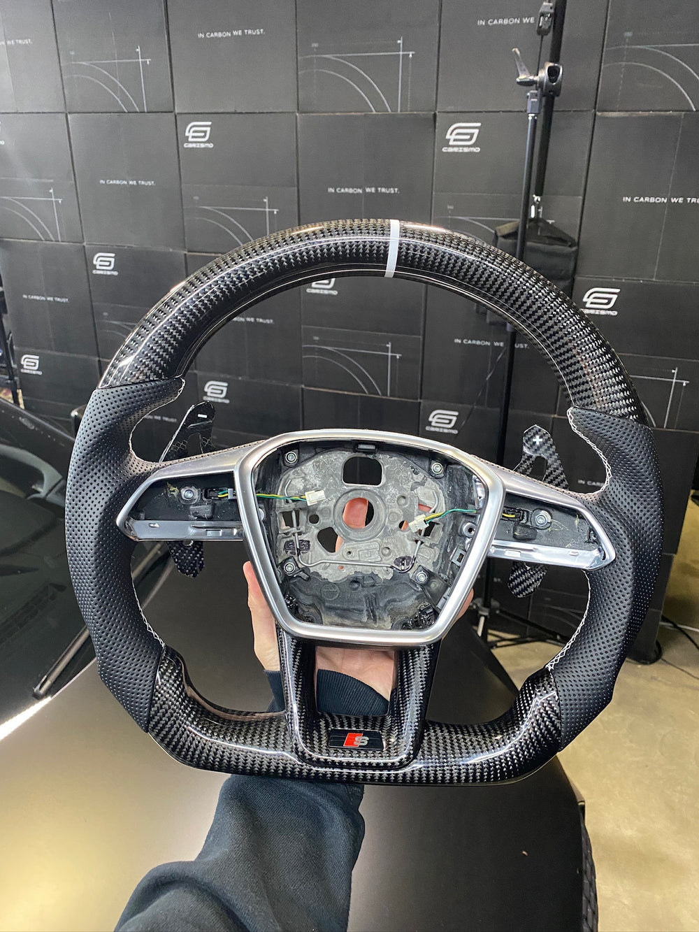 Carismo Steering Wheel For Audi (C8 Wheel) - Sport - Gloss Carbon - Perforated Leather