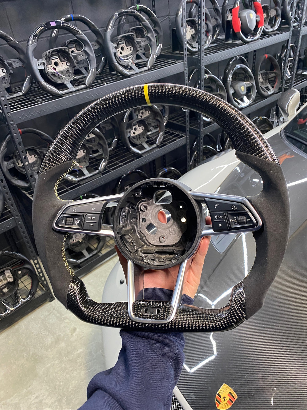 Carismo Steering Wheel For Audi R8 (Gen 2) - Sport - Gloss Carbon - Alcantara - Yellow