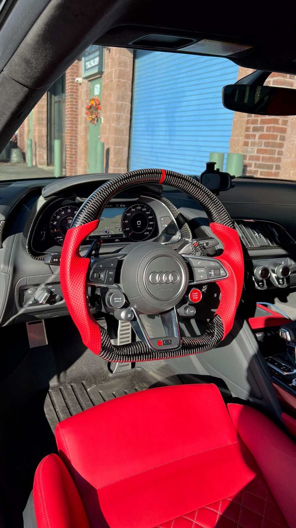 [Made to Order] Audi R8 (Gen 2) - Sport - Gloss Carbon - Red Perforated Leather - Red Stitching - Red Stripe
