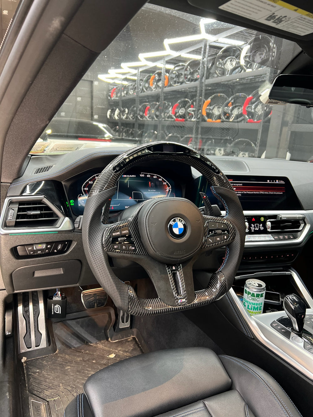 Carismo Steering Wheel For BMW G-Series (M Performance Wheel) - Classic RPM LED - Gloss Carbon - Perforated Leather - BMW M Colors