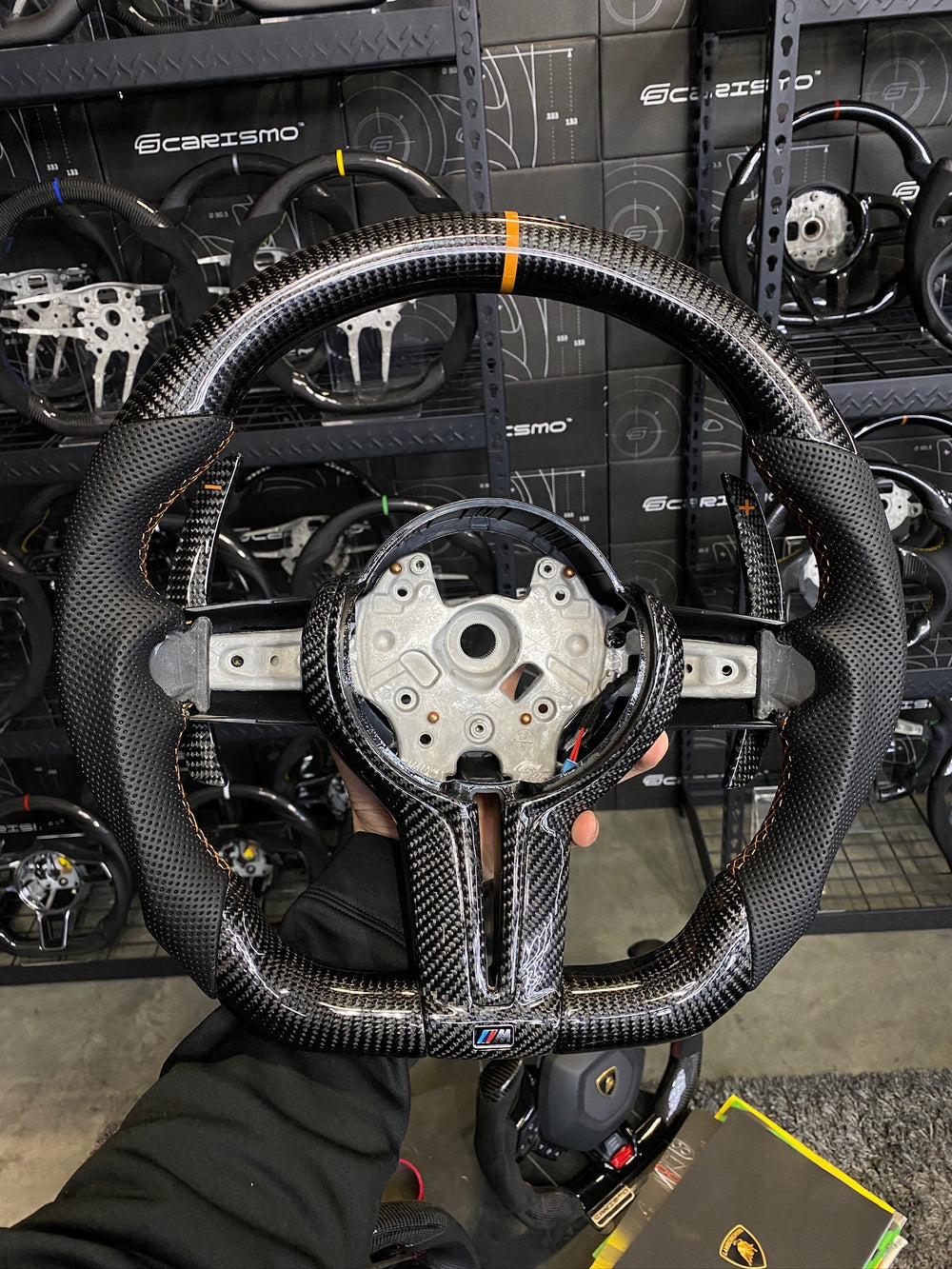Carismo Steering Wheel For BMW F-Series (M Performance Wheels) - Sport - Gloss Carbon - Perforated Leather