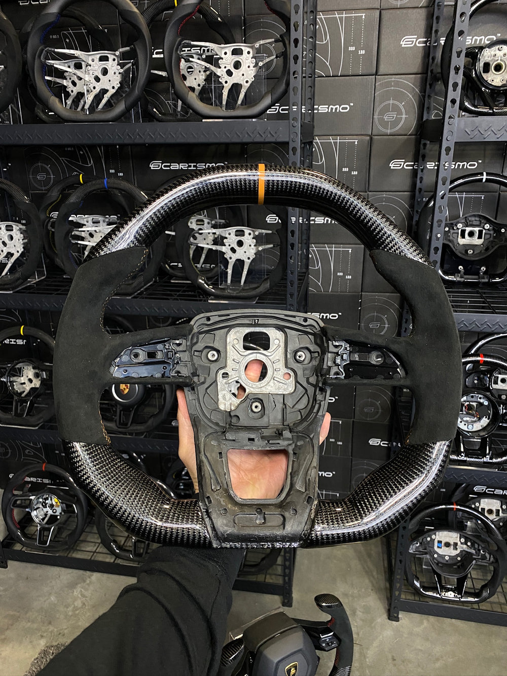 Carismo Steering Wheel For Lamborghini Urus - Signature - Gloss Carbon - Alcantara - Orange