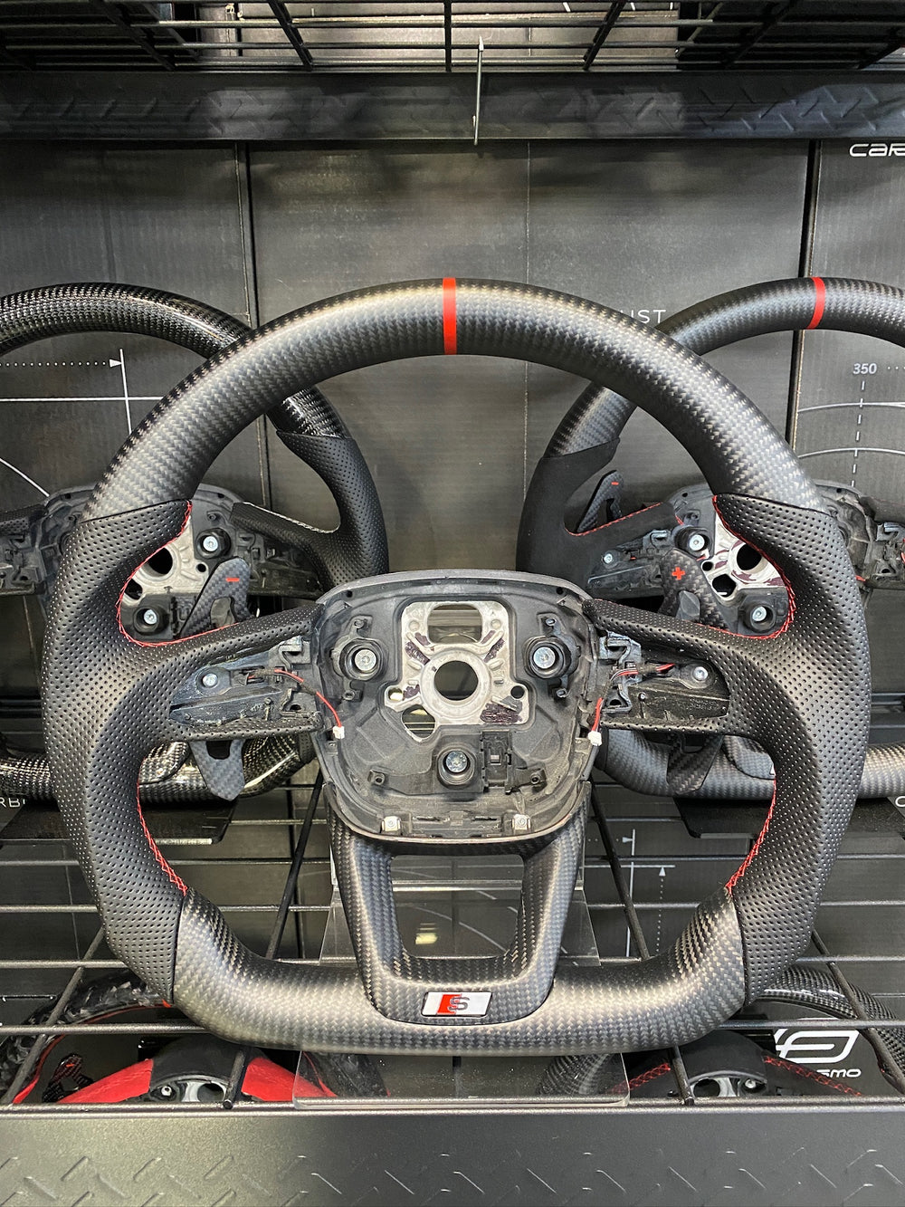 Carismo Steering Wheel For Audi (B9.5 Wheel) - Sport - Matte Carbon - Perforated Leather - Red