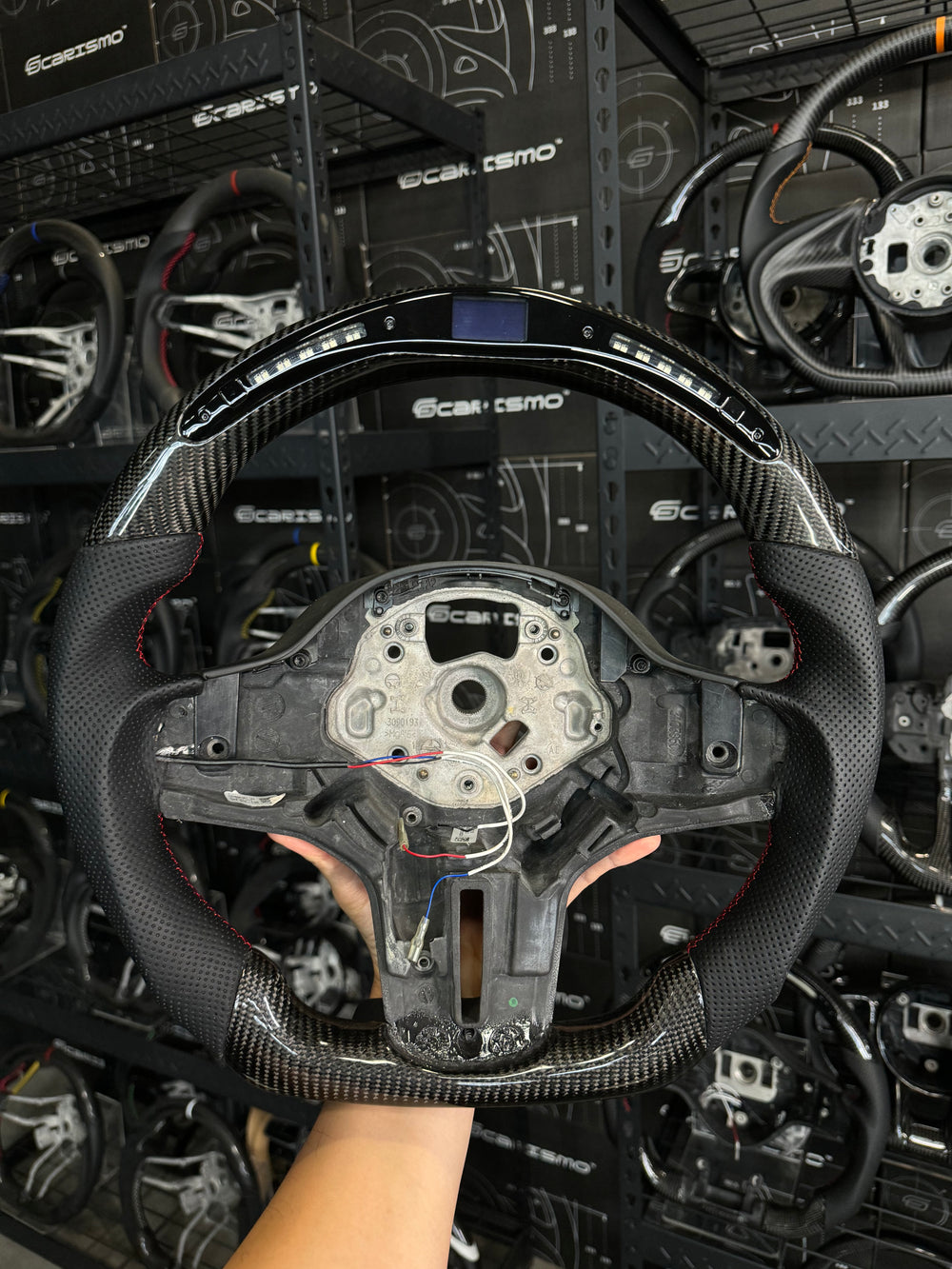 [Media/Test] BMW G-Series (M Performance Wheel) - Classic RPM LED - Gloss Carbon - Perforated Leather - Red Stitching - No Stripe (For No-Paddle Cars Only)