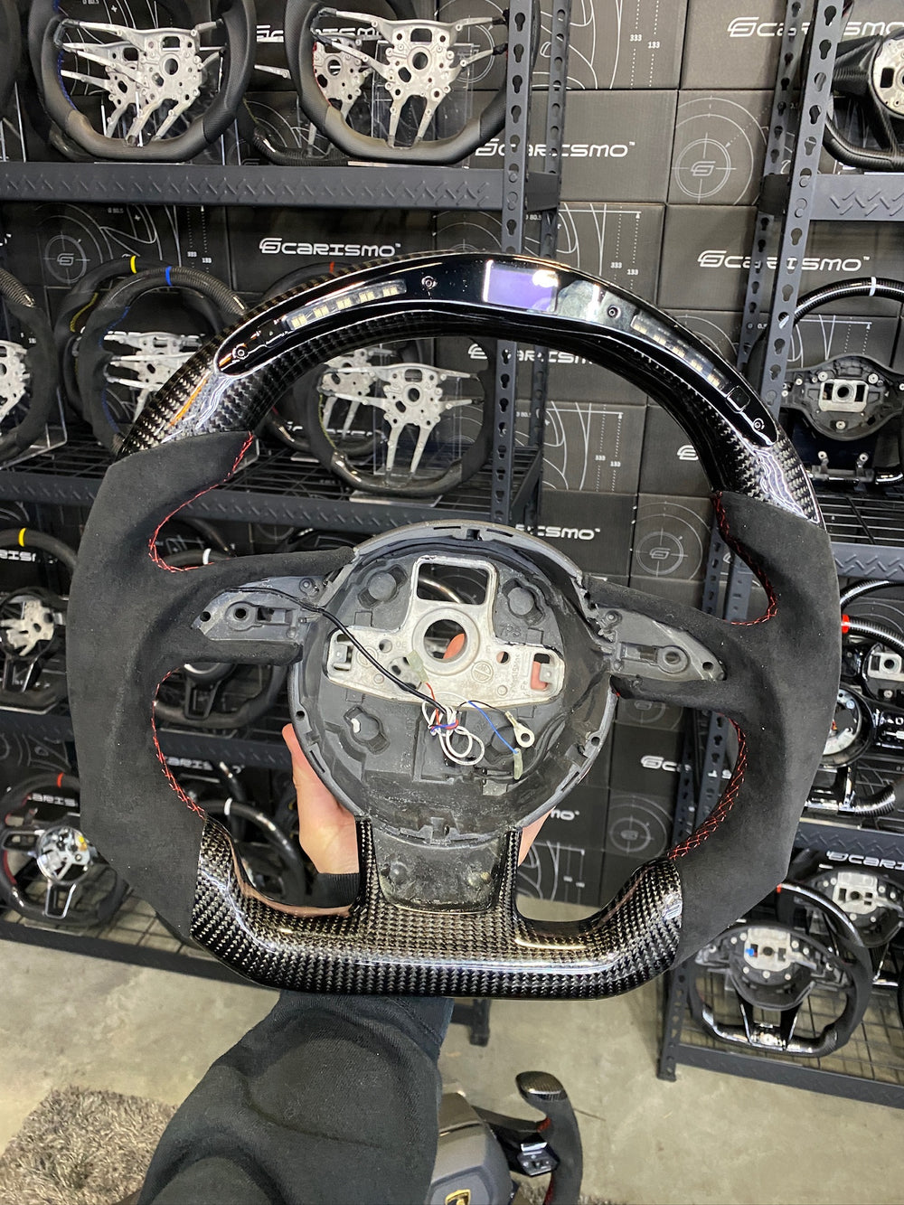 Carismo Steering Wheel For Audi (B8.5 Wheel) - Classic RPM LED - Gloss Carbon - Alcantara