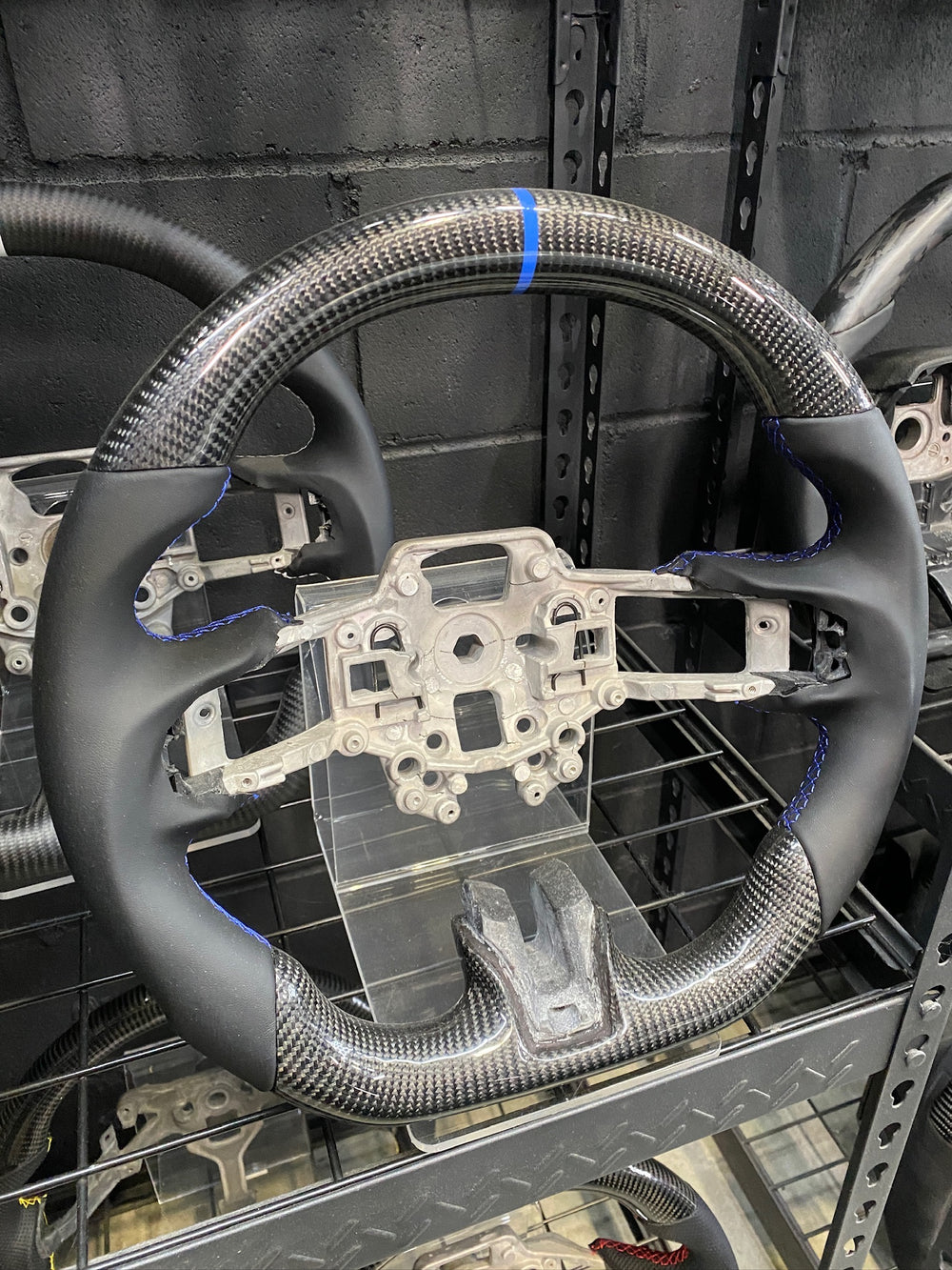 [Made to Order] Ford Mustang (S550 2018 Refresh) - Sport - Gloss Carbon - Smooth Leather - Blue Stitching - Blue Stripe