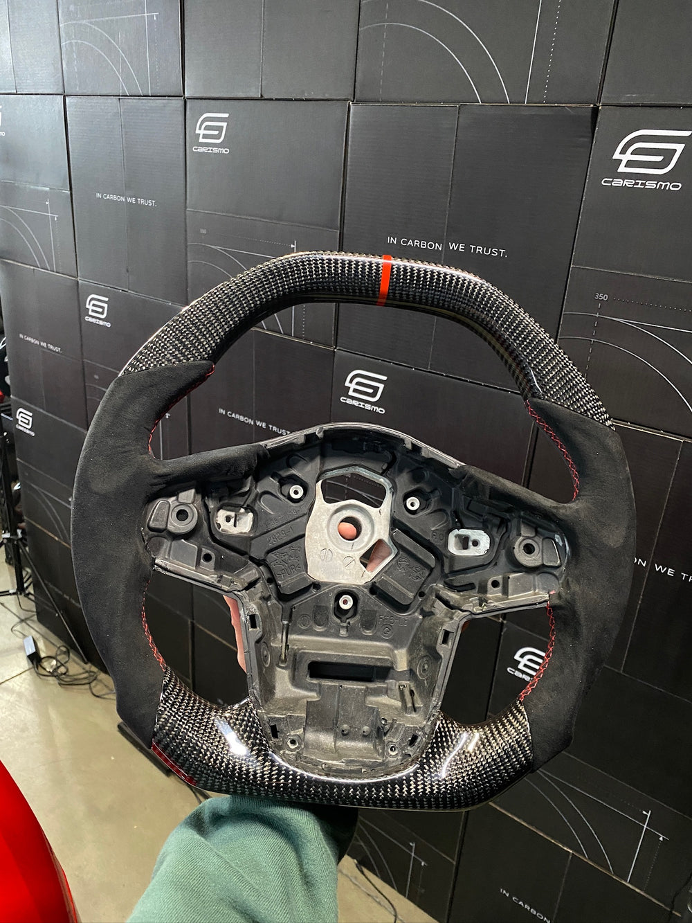 Carismo Steering Wheel For Toyota Supra (MKV) - Signature - Gloss Carbon - Alcantara - Red