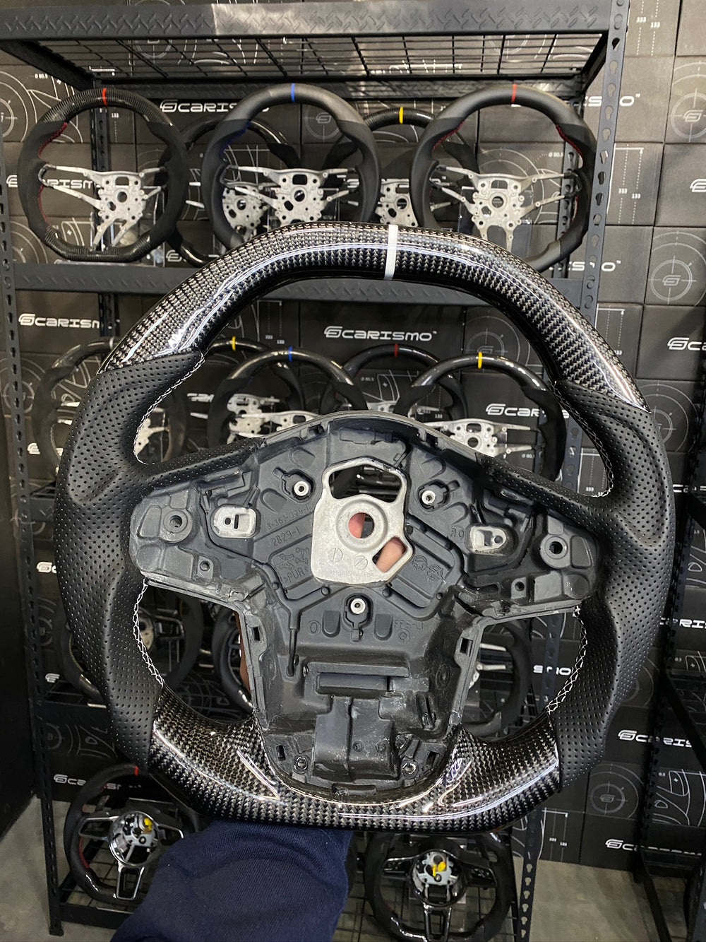 Carismo Steering Wheel For Toyota Supra (MKV) - Signature - Gloss Carbon - Perforated Leather - White