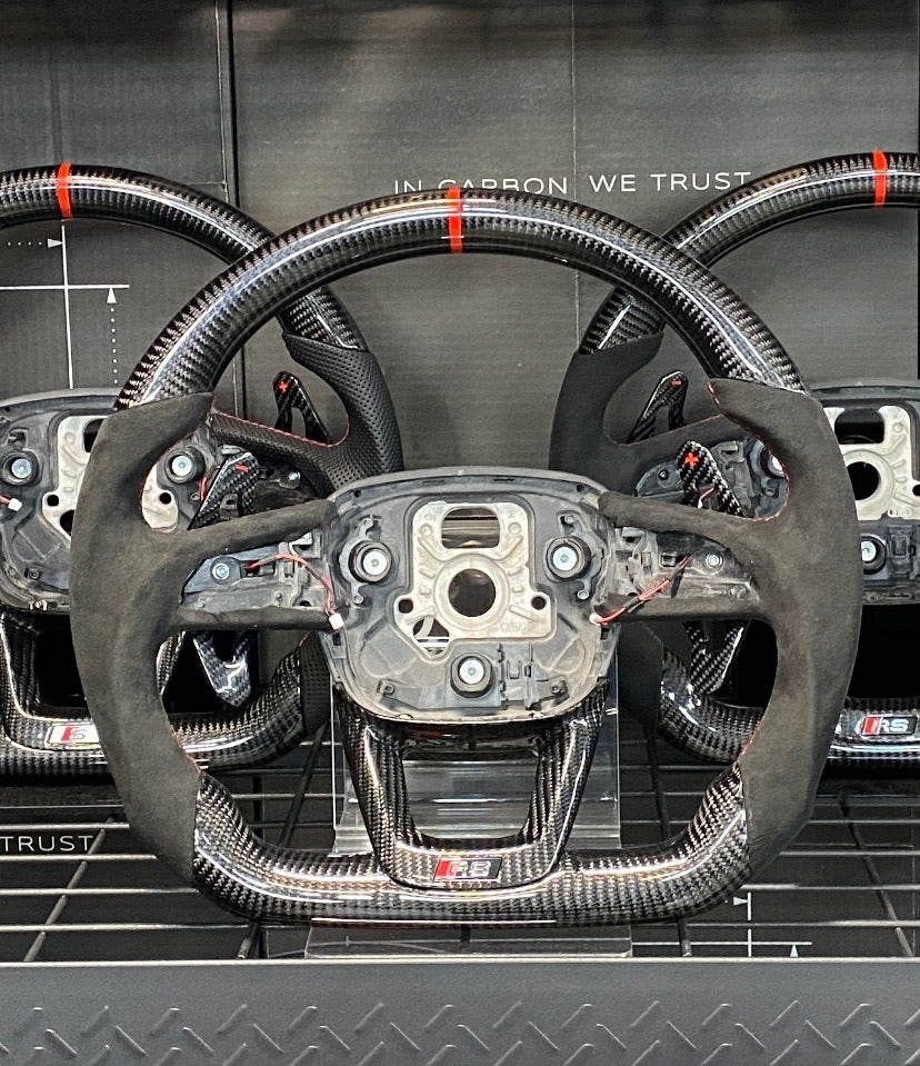 Carismo Steering Wheel For Audi (B9.5 Wheel) - Sport - Gloss Carbon - Alcantara - Red