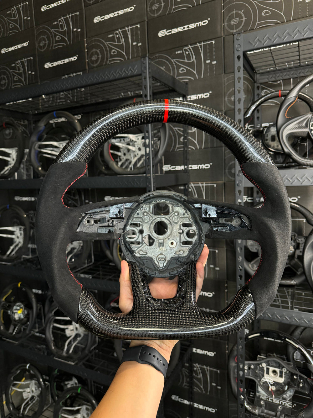 [Media/Test] Audi (2022+ B9 Wheel) - Sport - Gloss Carbon - Alcantara - Red Stitching - Red Stripe