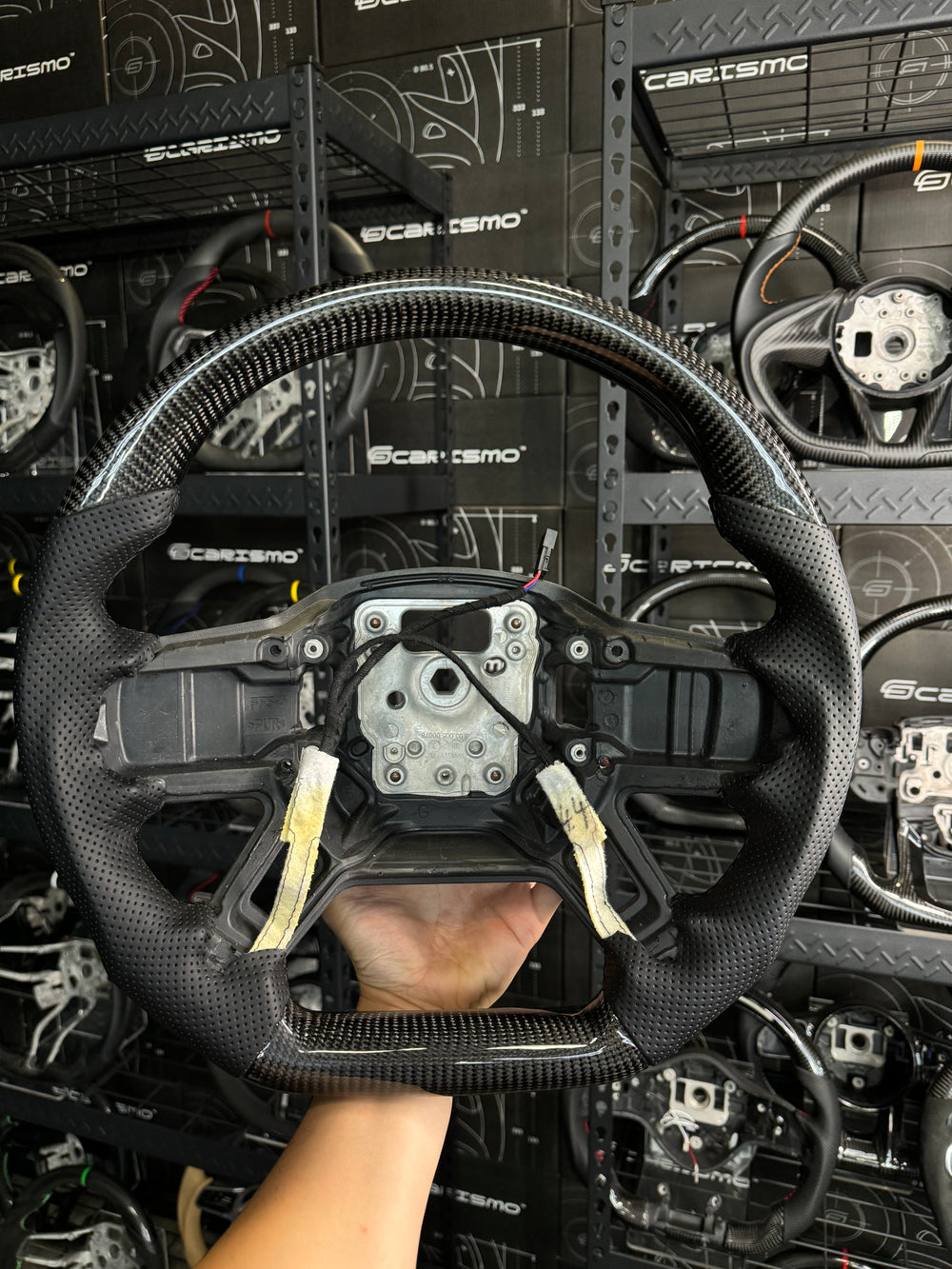 Carismo Steering Wheel For Land Rover Defender (L663) - Sport - Gloss Carbon - Perforated Leather