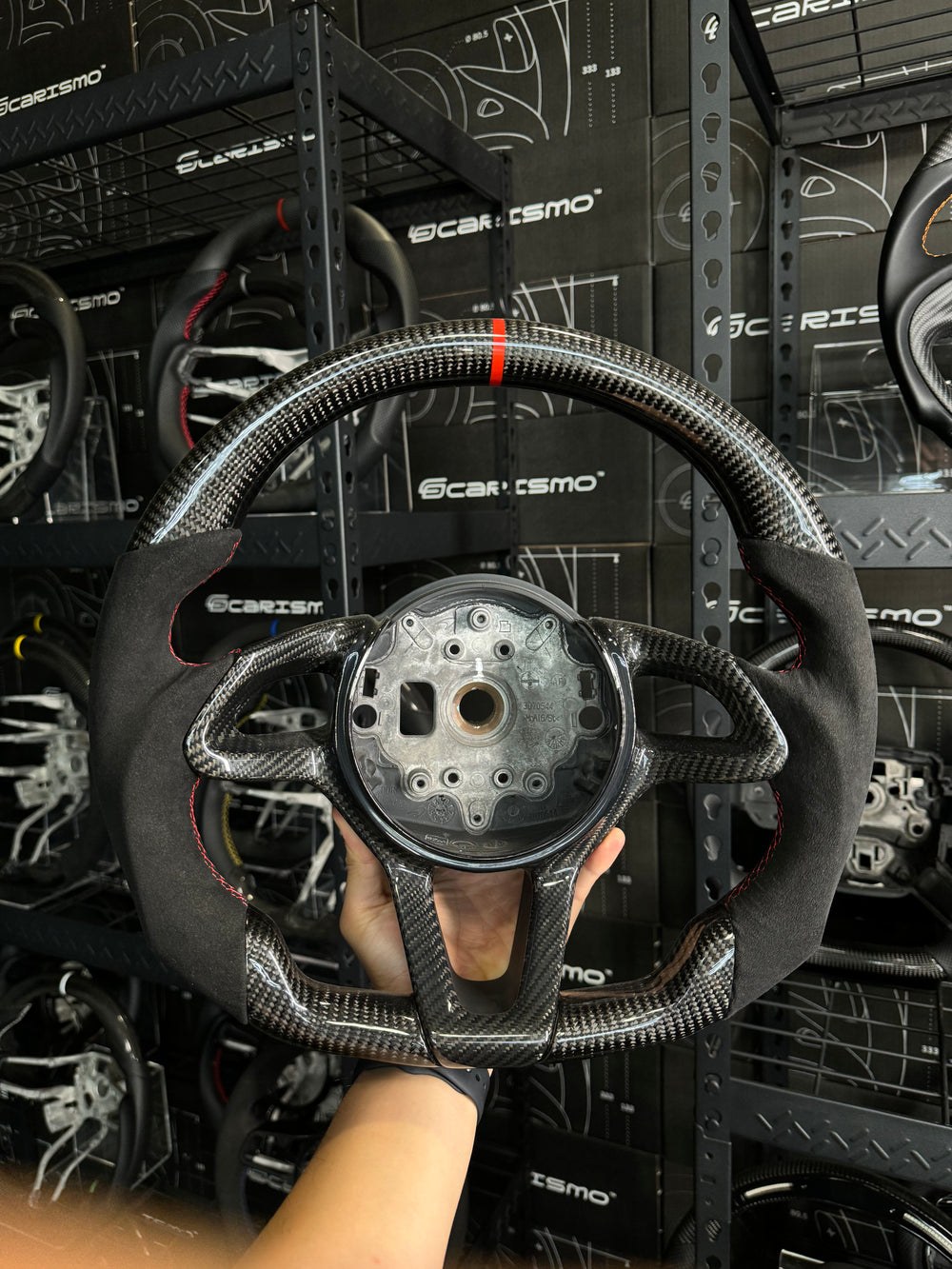 Carismo Steering Wheel For McLaren Sports Series - Sport - Gloss Carbon - Alcantara - Red