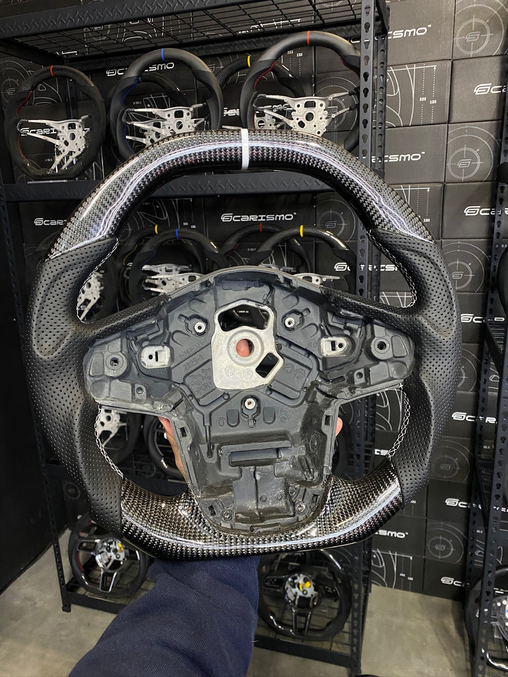 Carismo Steering Wheel For Toyota Supra (MKV) - Signature - Gloss Carbon - Perforated Leather - White
