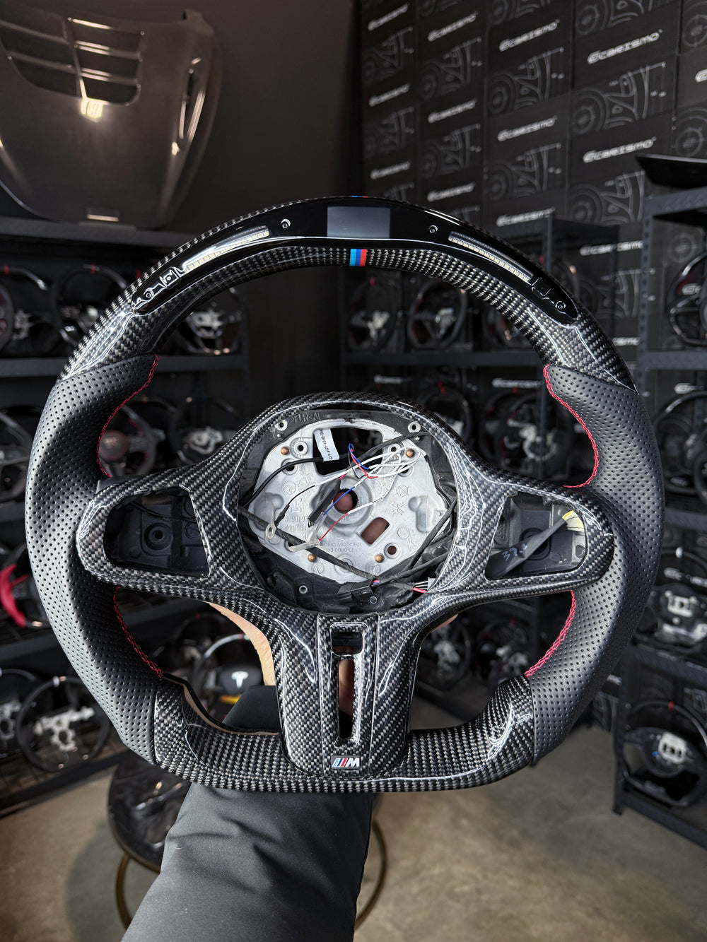 [Media/Test] BMW G-Series (M Performance Wheel) - Classic RPM LED (Heated) - Gloss Carbon - Perforated Leather - Red Stitching - BMW M Colors Stripe