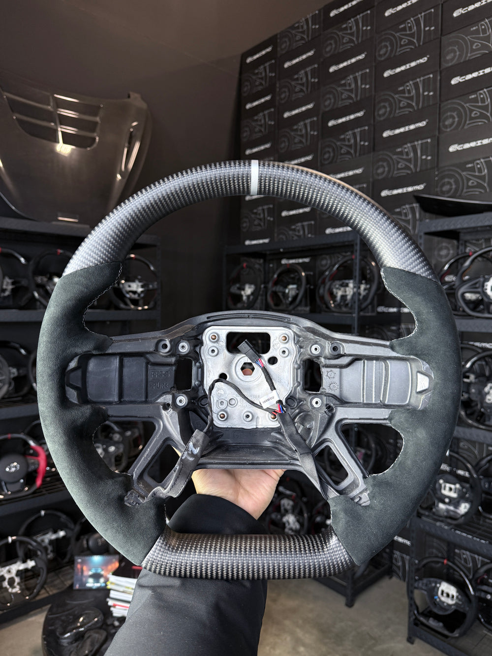 [Made to Order] Land Rover Defender (L663) - Sport - Matte Carbon - Alcantara - Silver Stitching - Silver Stripe