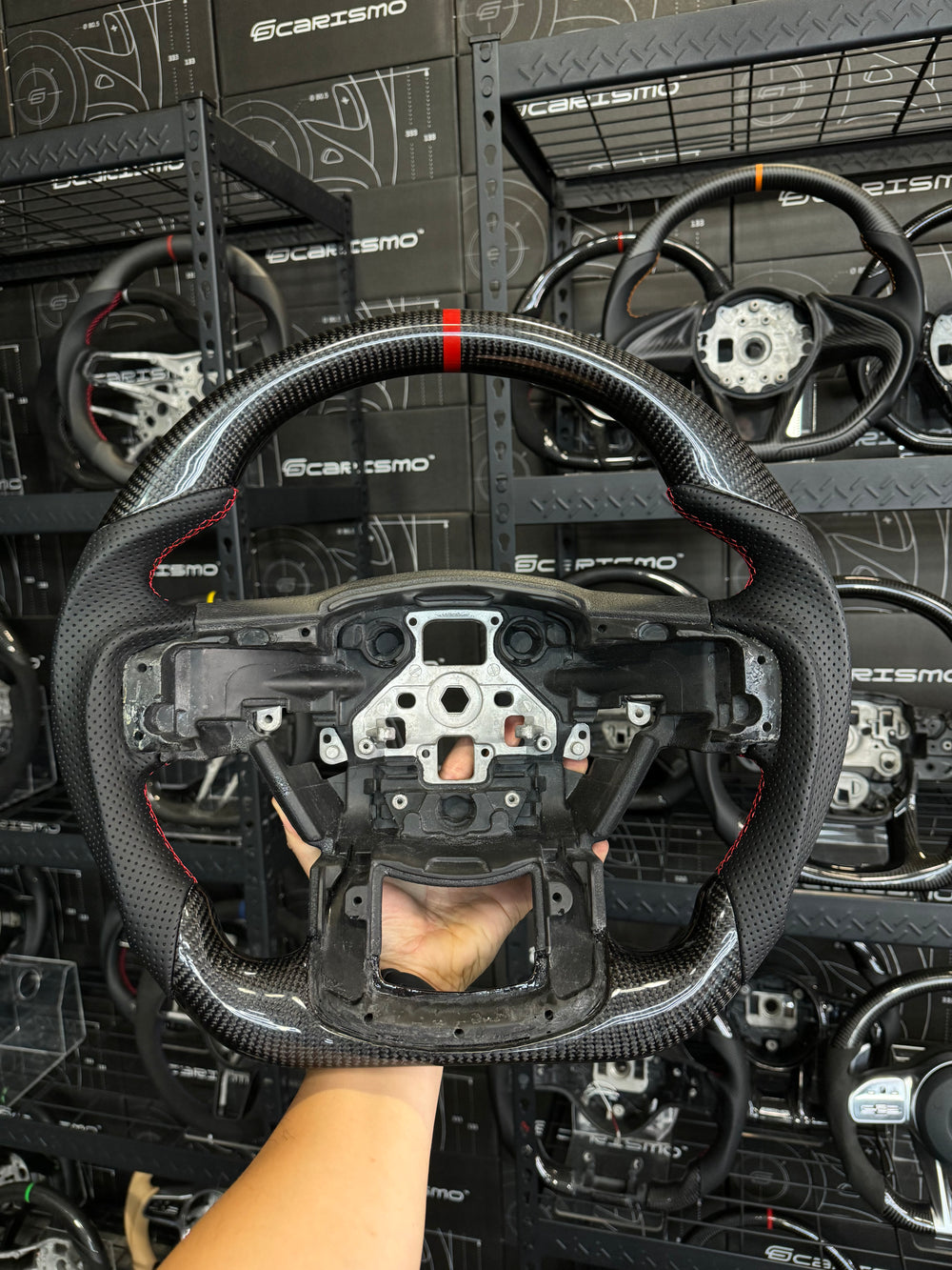 Carismo Steering Wheel For Ford F-150 Raptor (Gen 2) - Sport - Gloss Carbon - Perforated Leather - Red