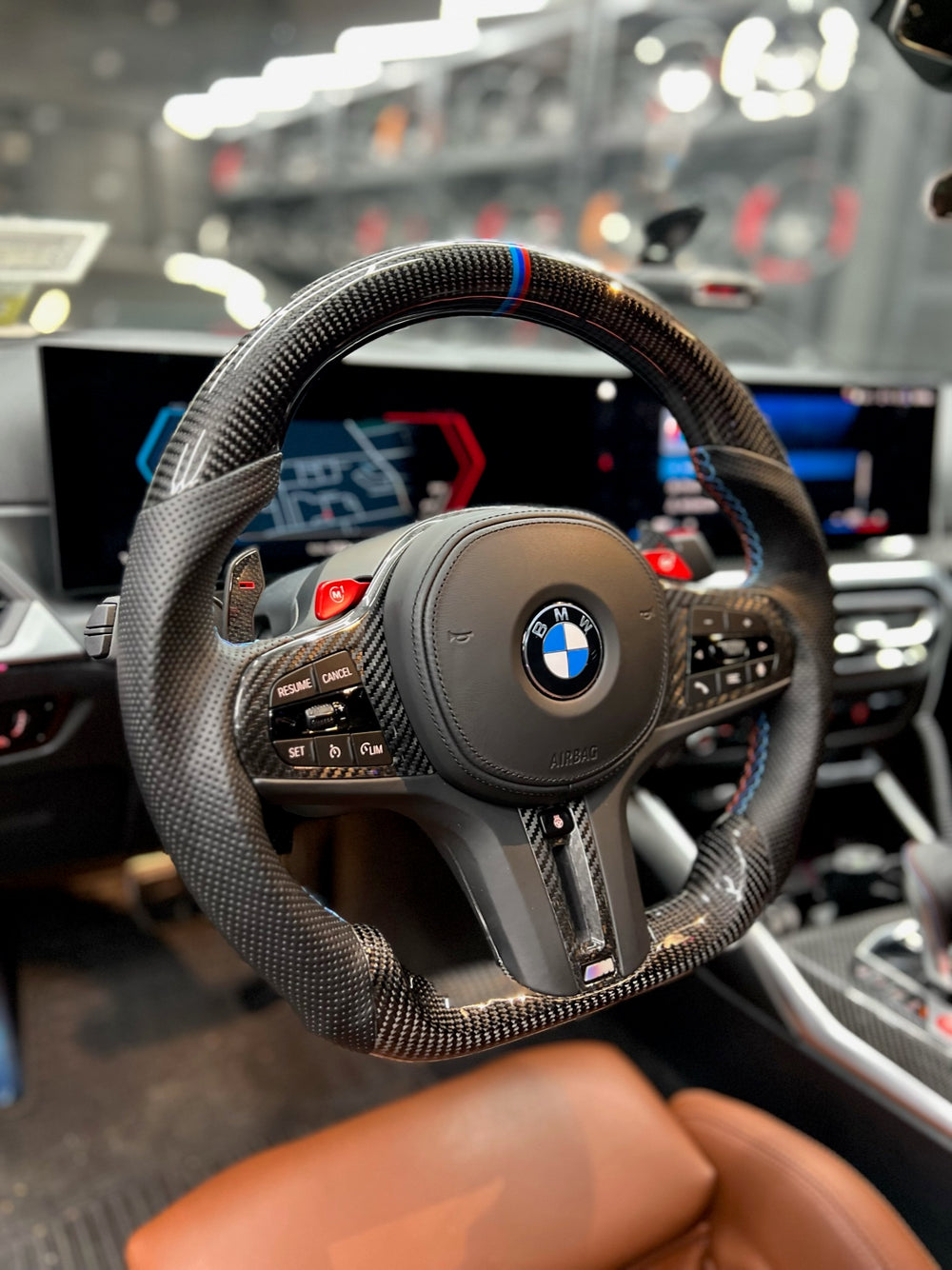 Carismo Steering Wheel For BMW G-Series (M Performance Wheels) - Sport - Gloss Carbon - Perforated Leather
