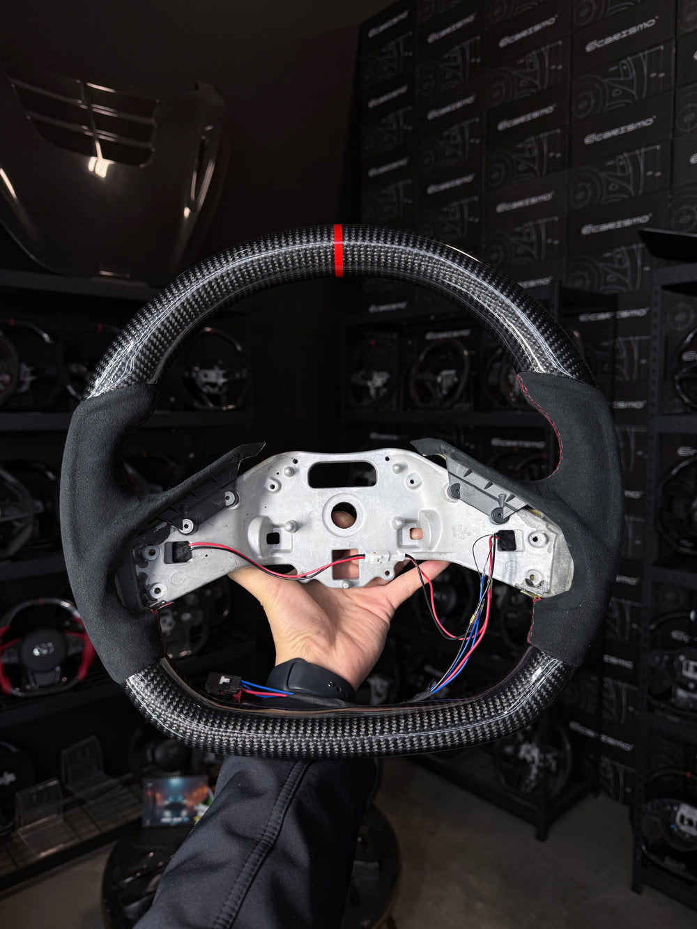 [Made to Order] Chevrolet Corvette (C8) - Sport - Gloss Carbon - Alcantara - Red Stitching - Red Stripe