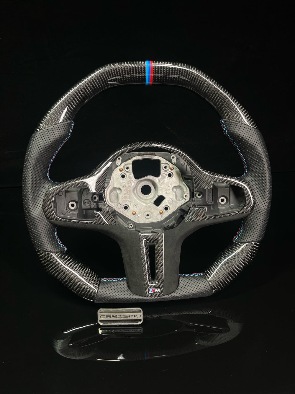Carismo Steering Wheel For BMW G-Series (M Performance Wheel) - Signature - Gloss Carbon - Perforated Leather - BMW M Colors