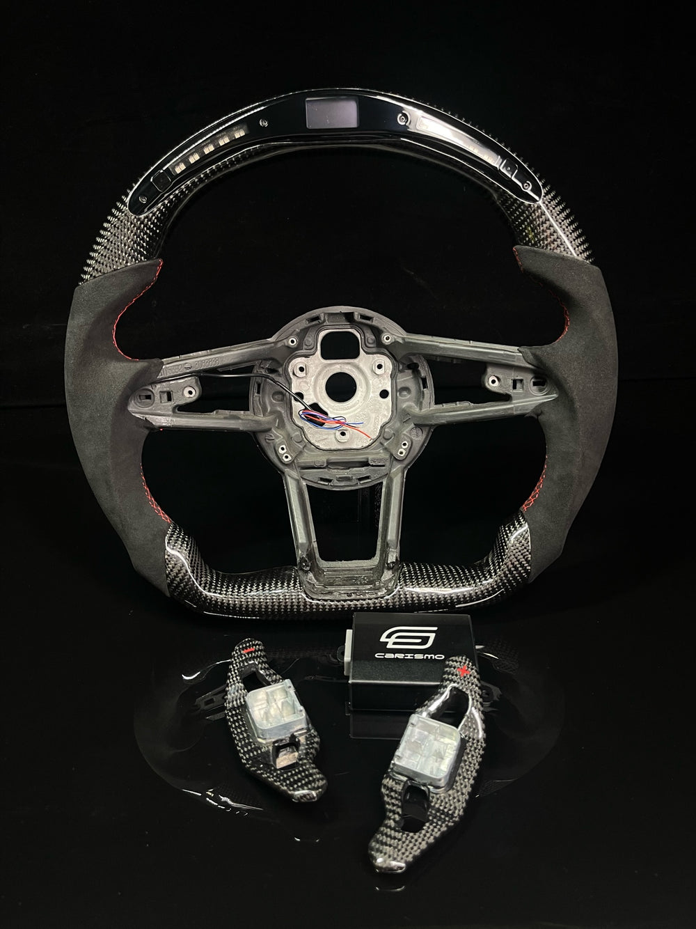 Carismo Steering Wheel For Audi R8 (Gen 2) - Classic RPM LED - Gloss Carbon - Alcantara - Red