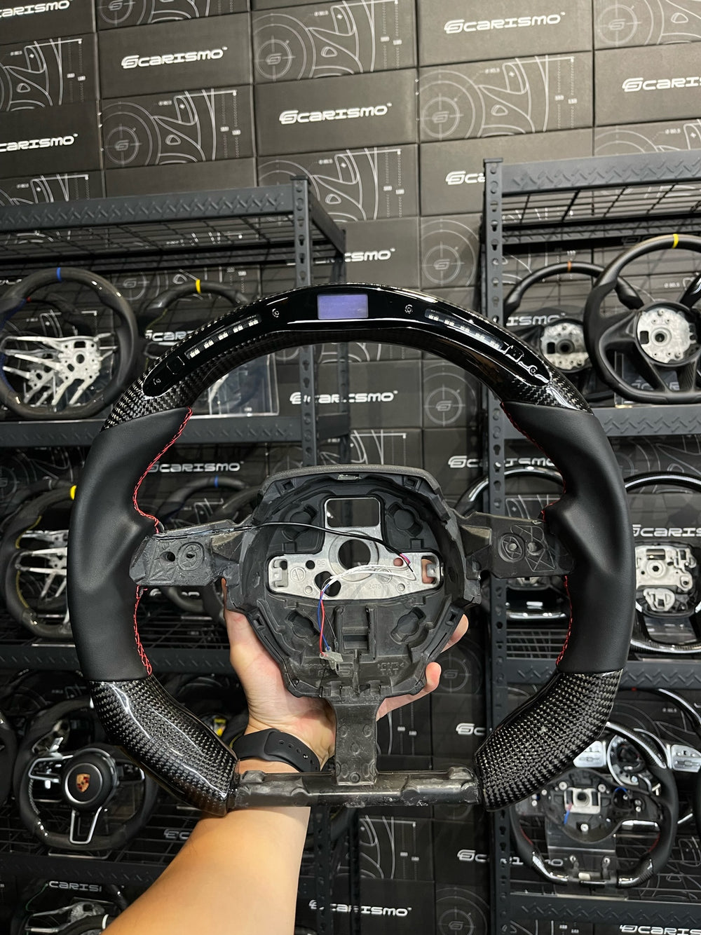 Carismo Steering Wheel For Lamborghini Huracan - Sequential RPM LED - Gloss Carbon - Smooth Leather