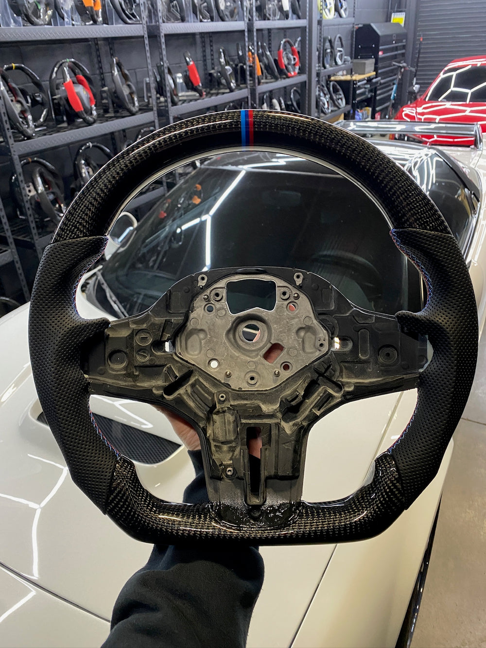 Carismo Steering Wheel For BMW G-Series (M Performance Wheels) - Sport - Gloss Carbon - Perforated Leather