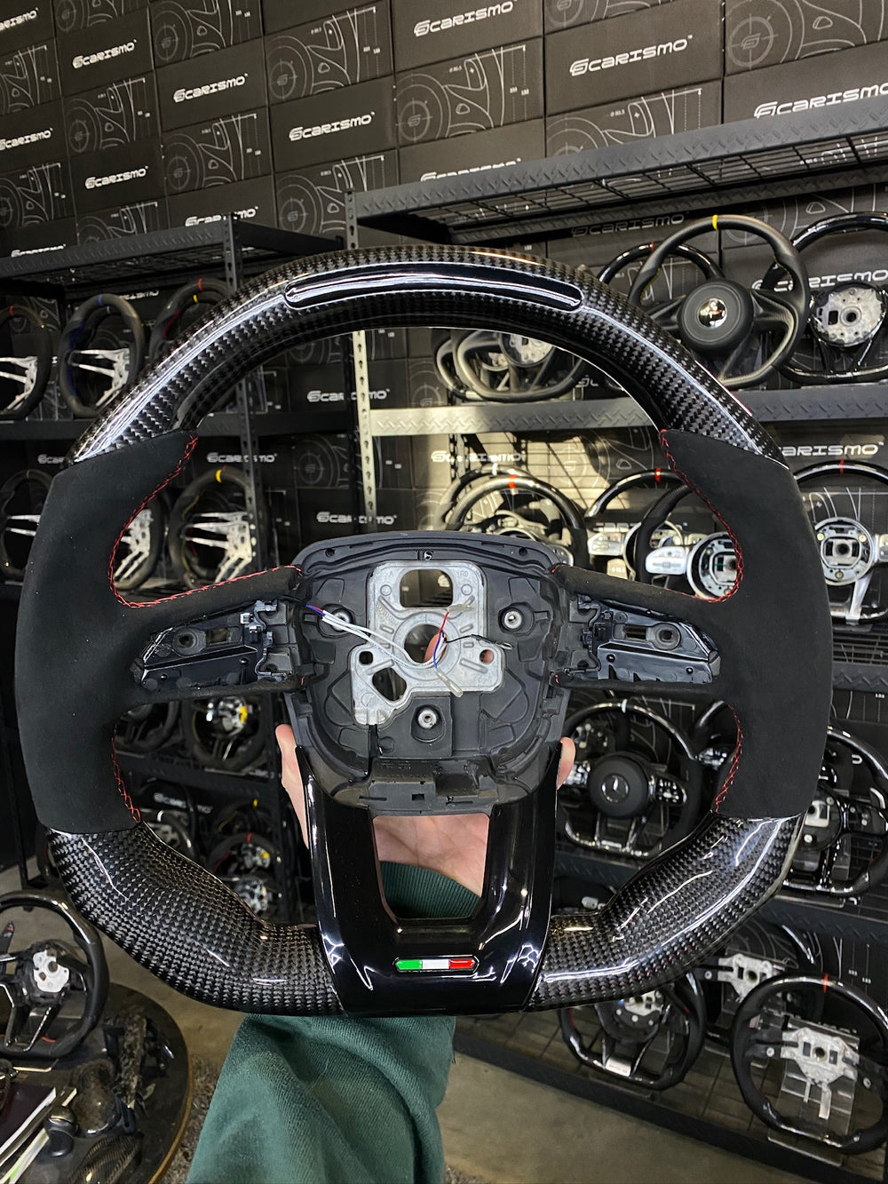 Carismo Steering Wheel For Lamborghini Urus - Sequential RPM LED - Gloss Carbon - Alcantara - Red