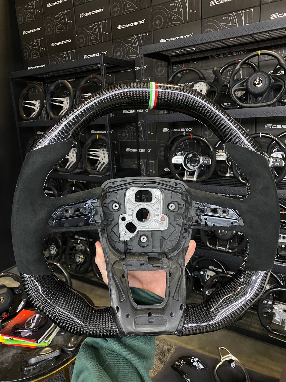 Carismo Steering Wheel For Lamborghini Urus - Signature - Gloss Carbon - Alcantara - Italian Flag Colors
