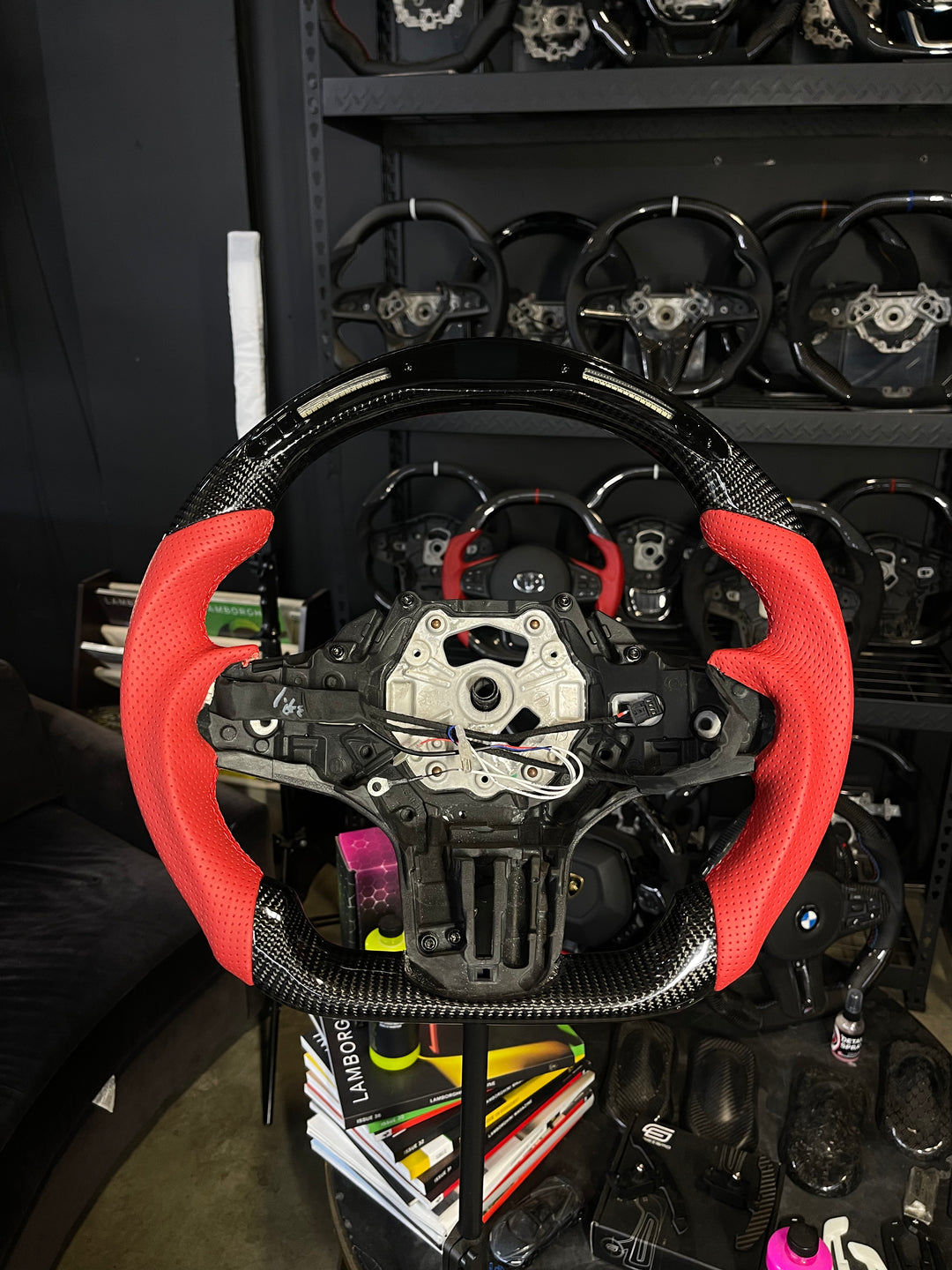 [Media/Test] BMW G-Series (M Performance Wheels) - Classic RPM LED - Gloss Carbon - Red Perforated Leather - Red Stitching - No Stripe (Heated)