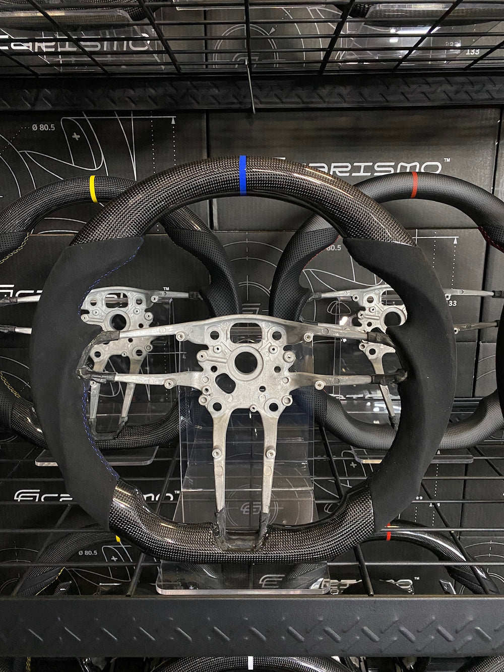 Carismo Steering Wheel For Porsche (992.1 Wheel) - Sport - Gloss Plain Carbon - Alcantara - Blue