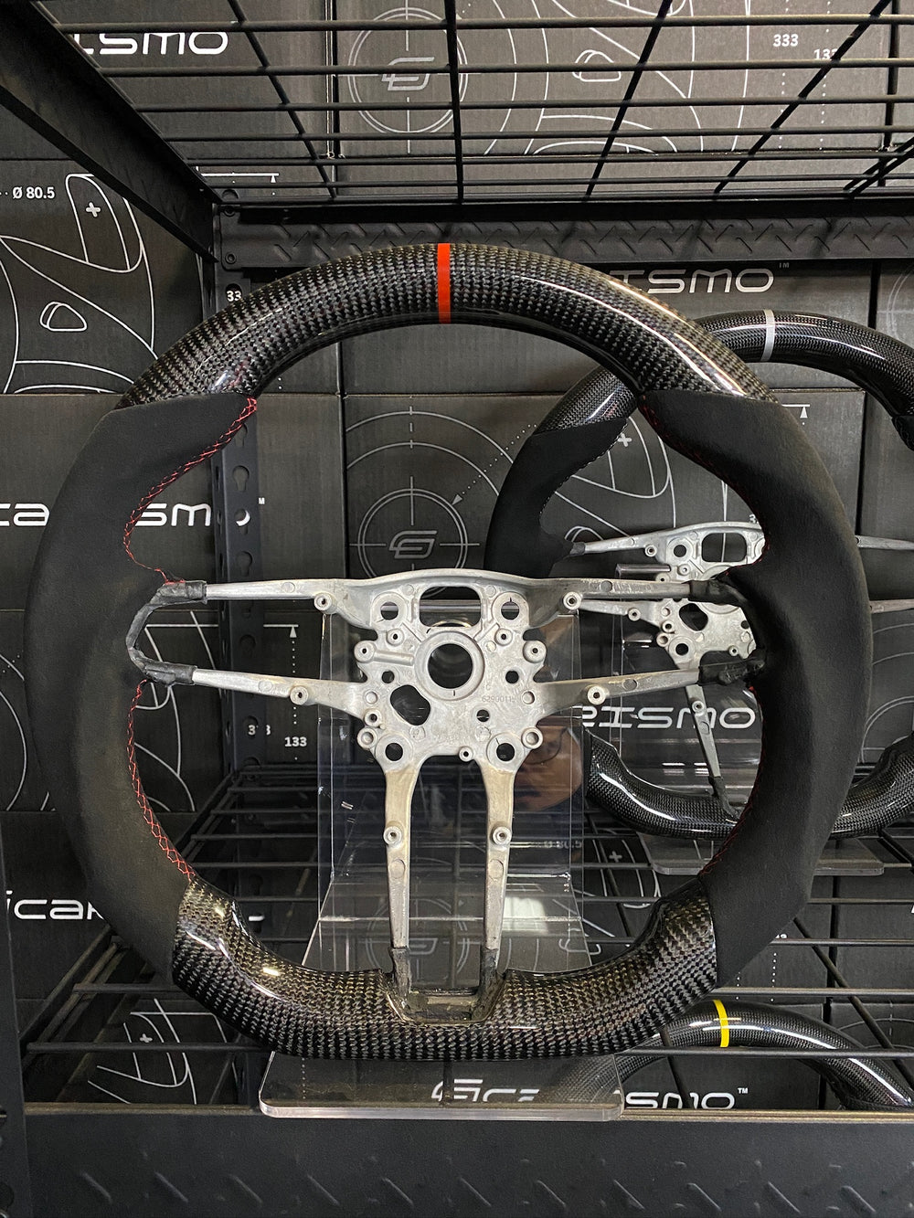 Carismo Steering Wheel For Porsche (992.1 Wheel) - Sport - Gloss Plain Carbon - Alcantara - Red